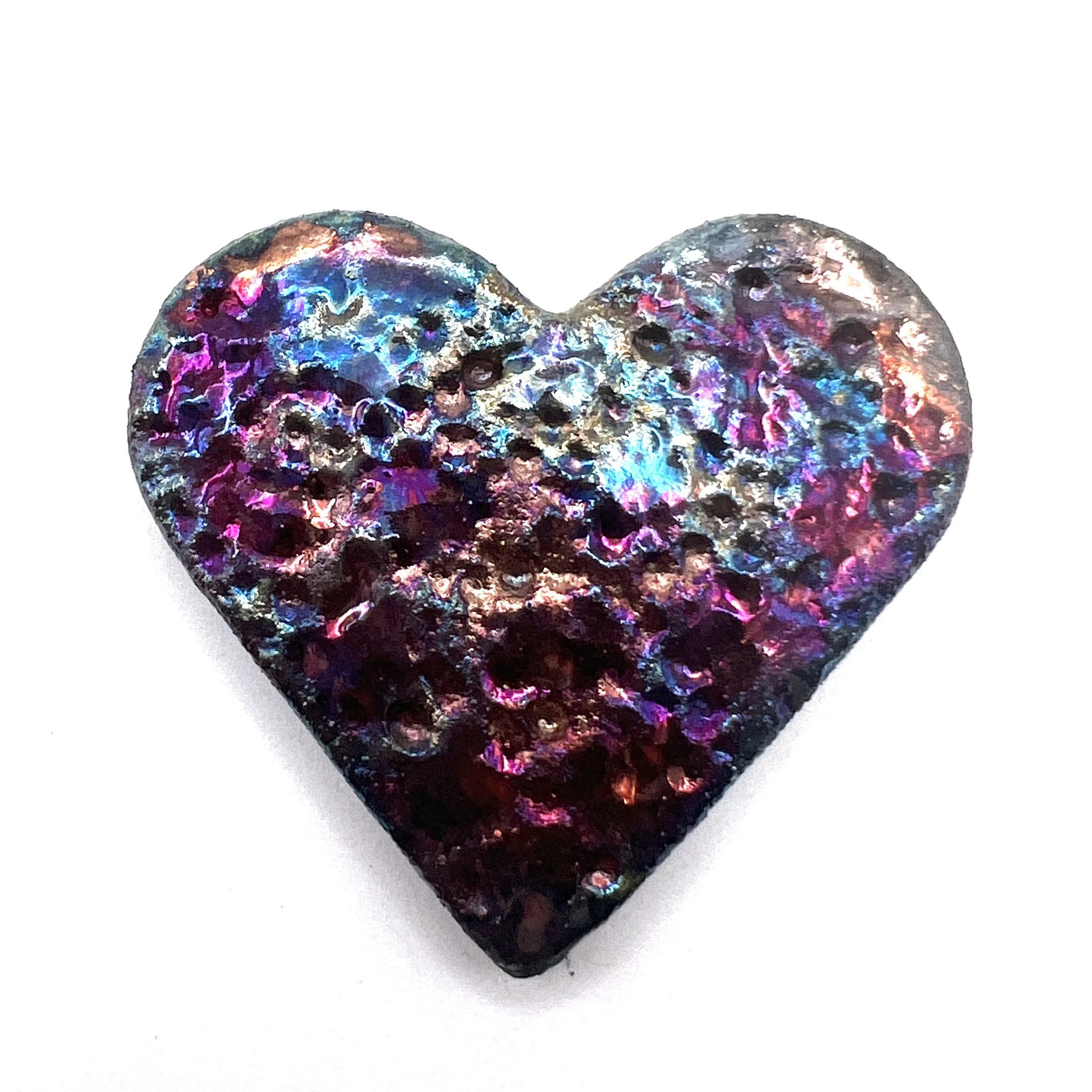 Raku Heart Cabochon Ceramic Jewelry Supply Handmade by MAKUstudio MAKU raku