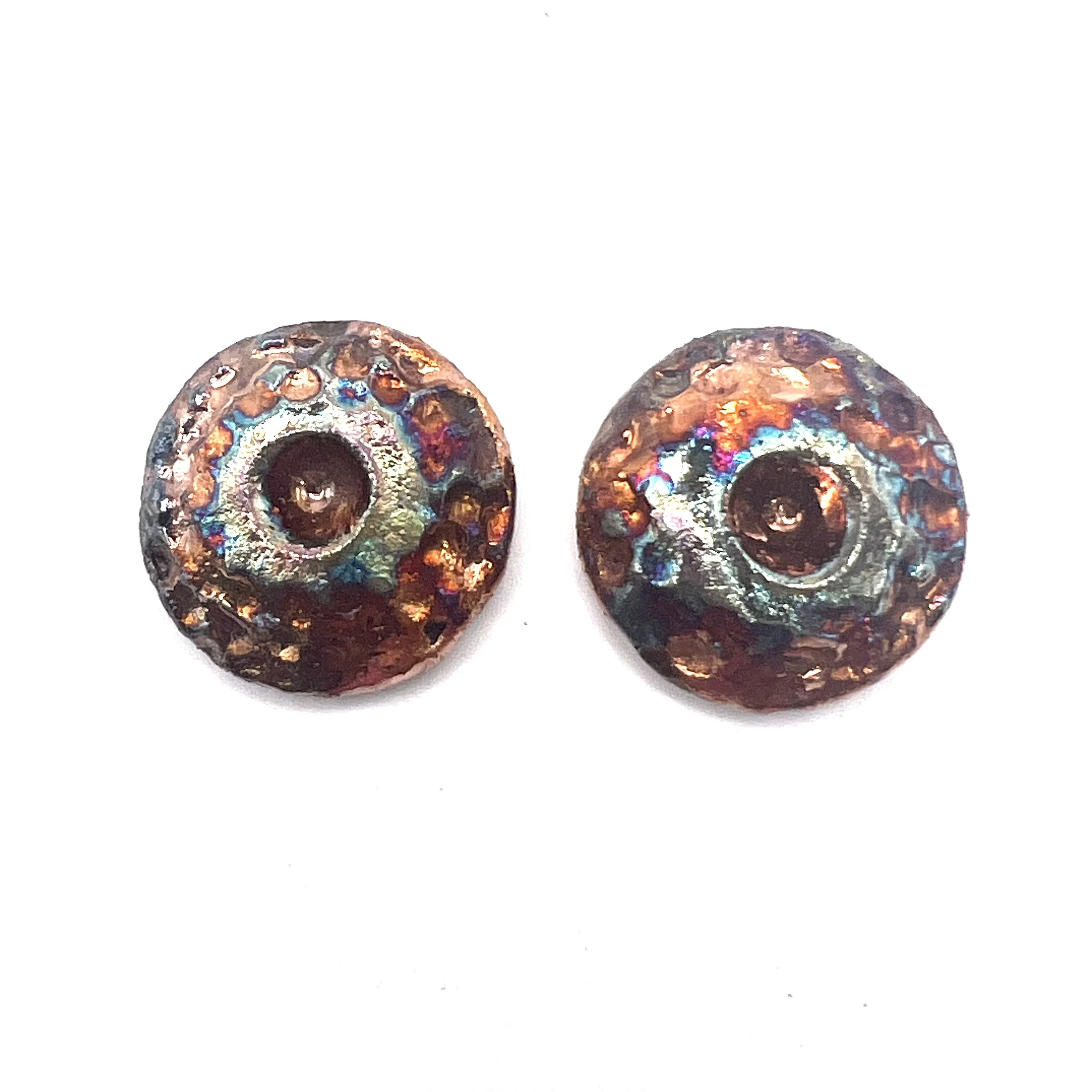 Set of 2 Round Raku Cabochons Ceramic Pottery Jewelry Supplies Handmade by MAKUstudio MAKU raku