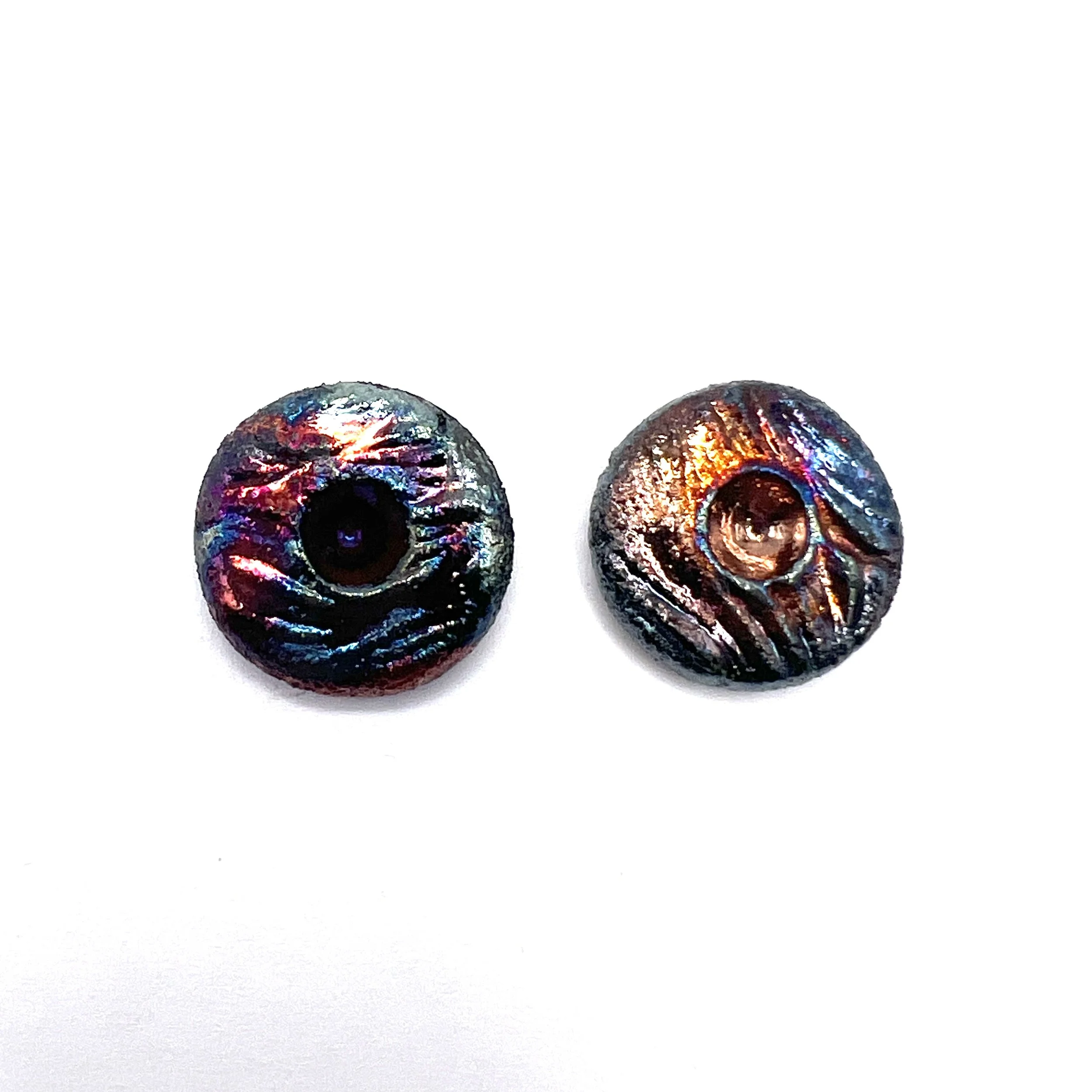 Set of 2 Round Raku Cabochons Ceramic Pottery Jewelry Supplies Handmade by MAKUstudio MAKU raku