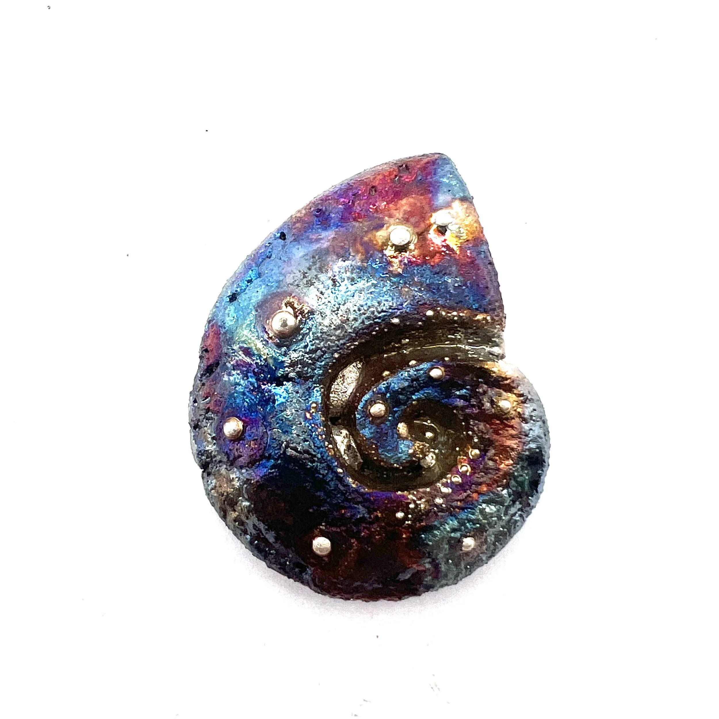 Ammonite Shell Raku Cabochon Jewelry Supply Handmade by MAKUstudio MAKU raku