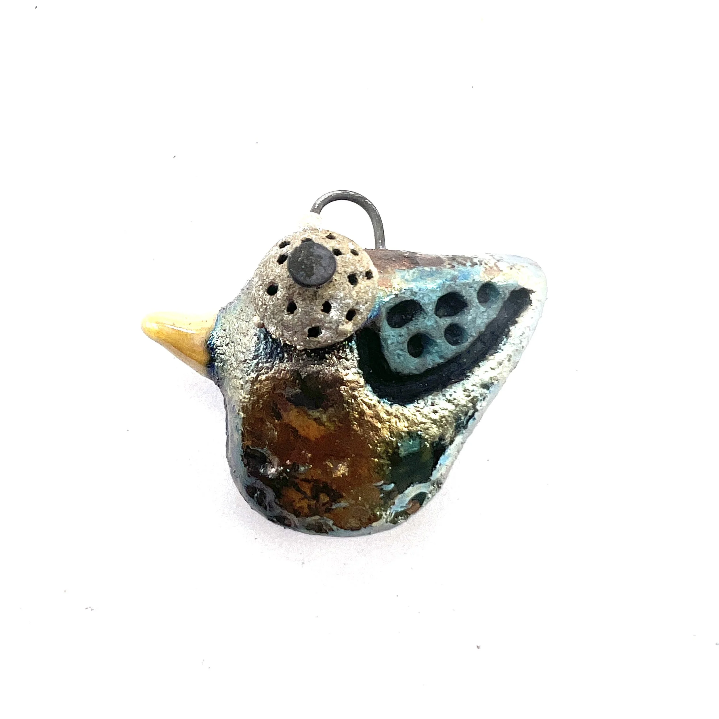 Raku Bird Pendant Ceramic Jewelry Supplies Handmade by MAKUstudio MAKU raku