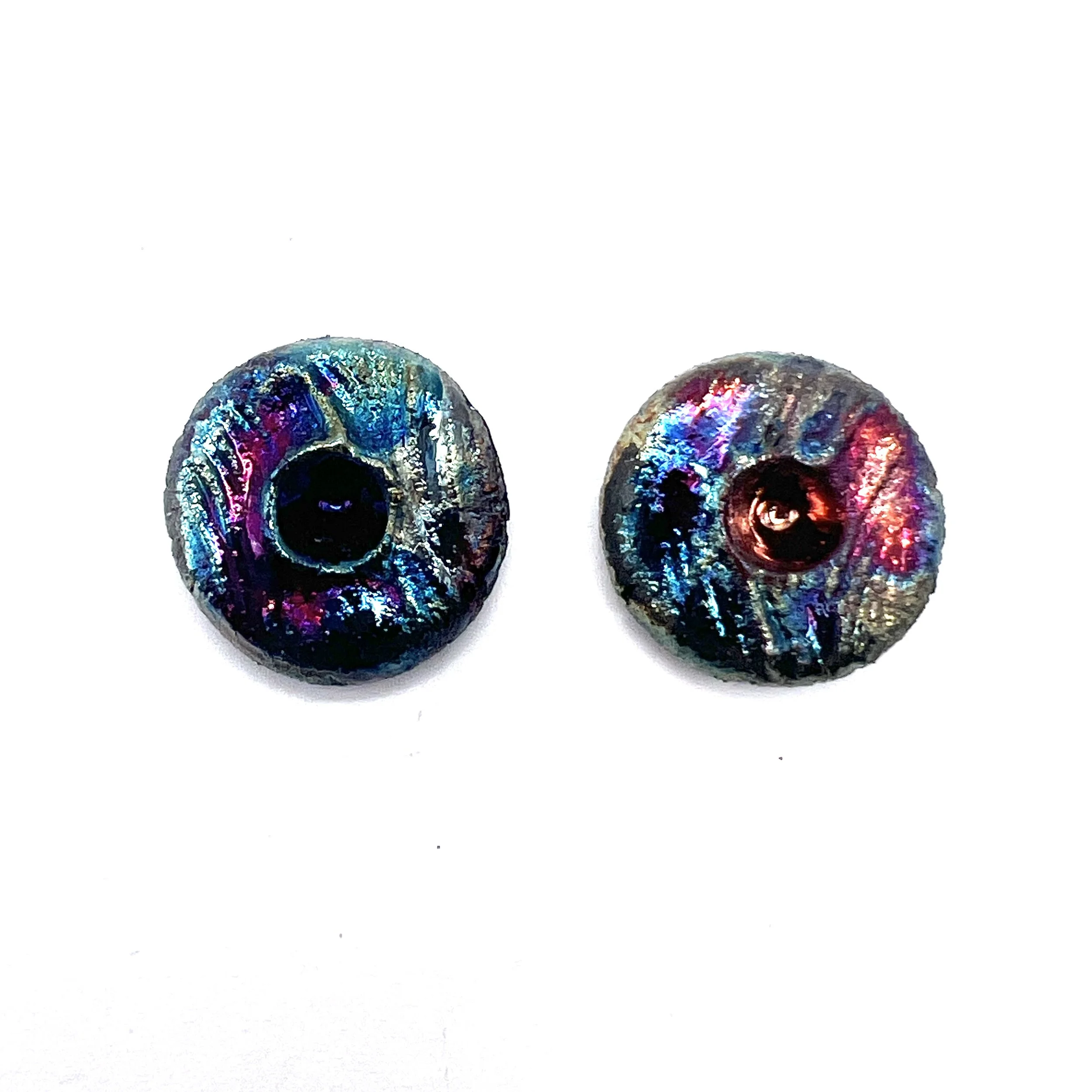 Set of 2 Round Raku Cabochons Ceramic Pottery Jewelry Supplies Handmade by MAKUstudio MAKU raku