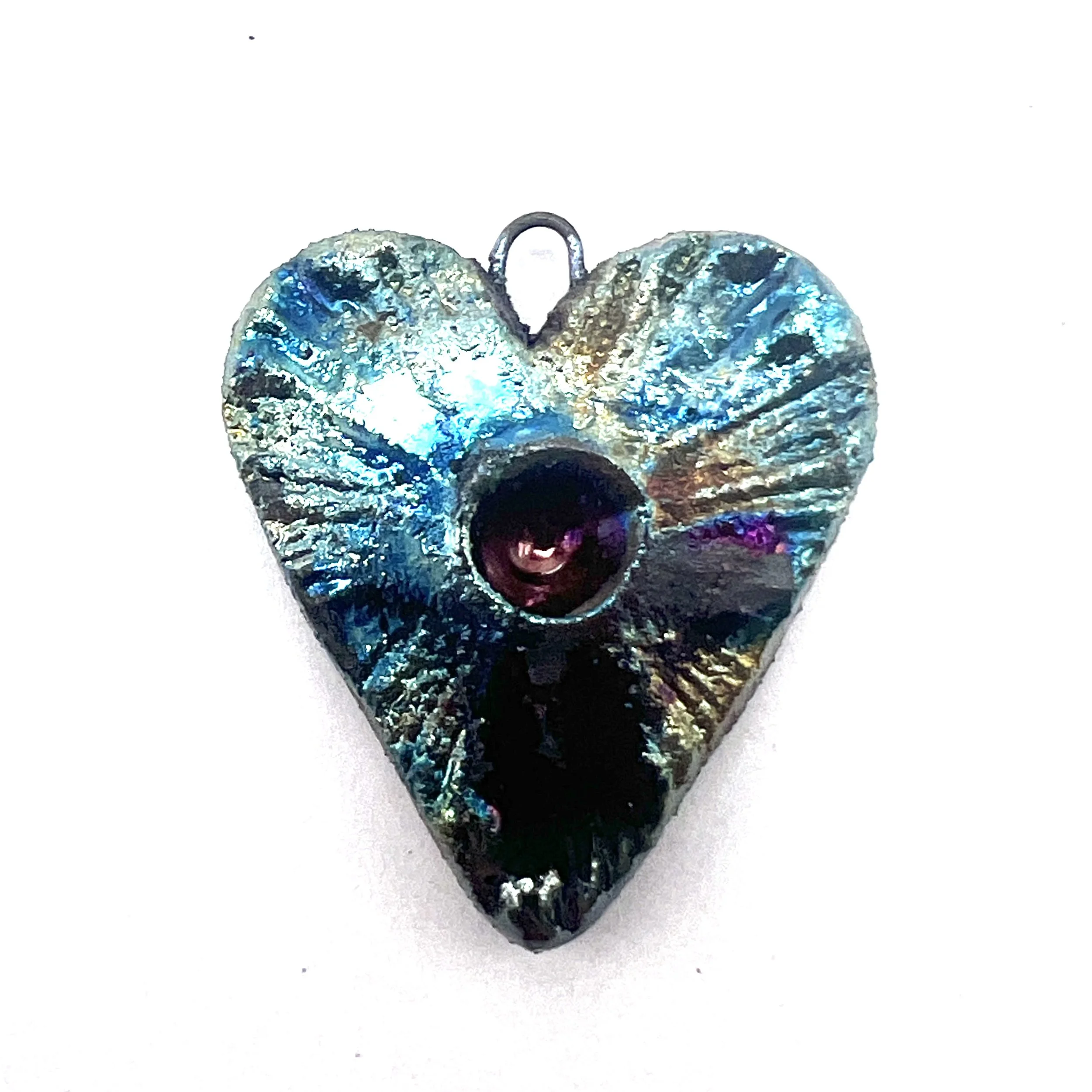 Raku Heart Pendant Ceramic Jewelry Supply Handmade by MAKUstudio MAKU raku
