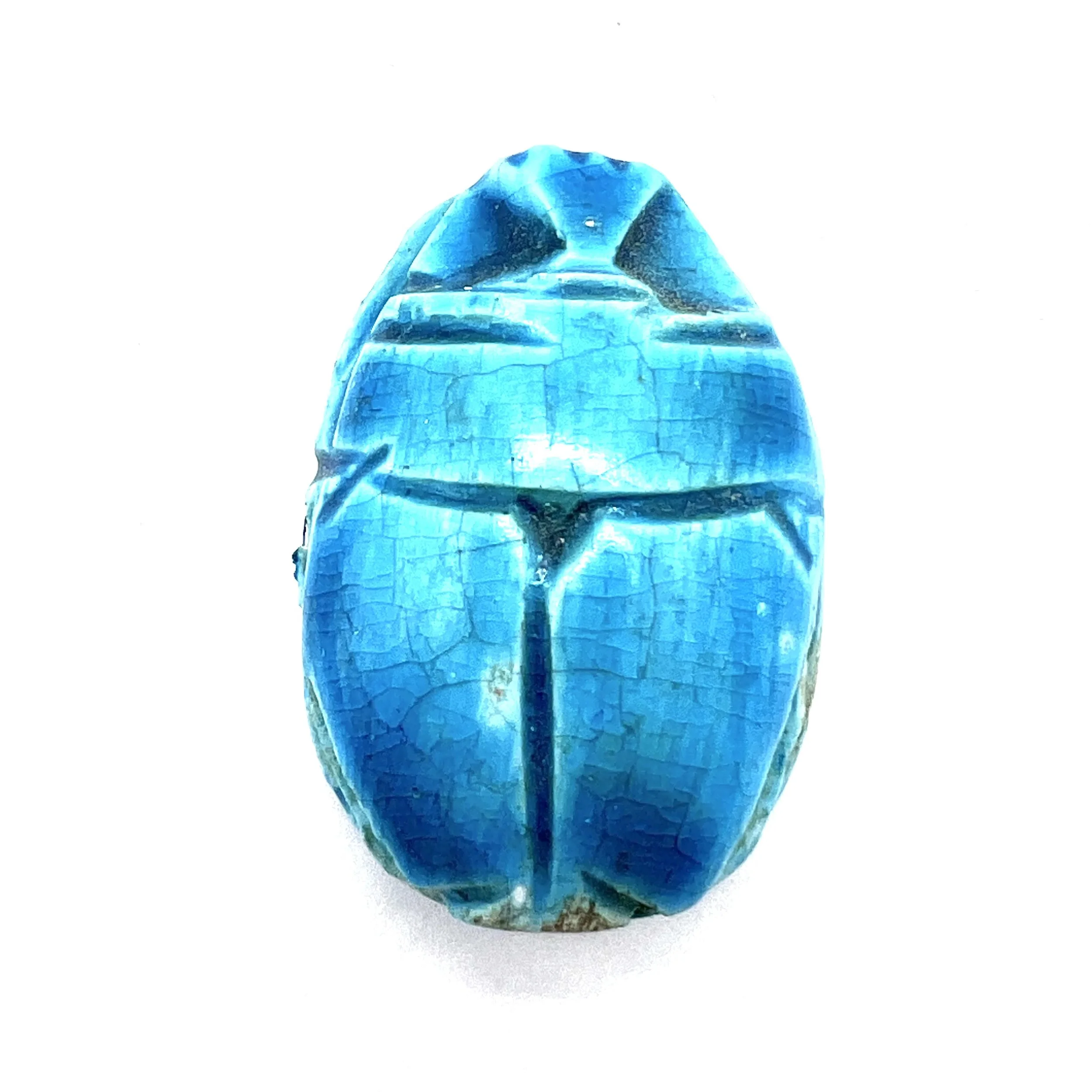 Turquoise Blue Colored Egyptian Scarab Bead Large with Vertical Hole Jewelry Supplies MAKUstudio MAKU raku