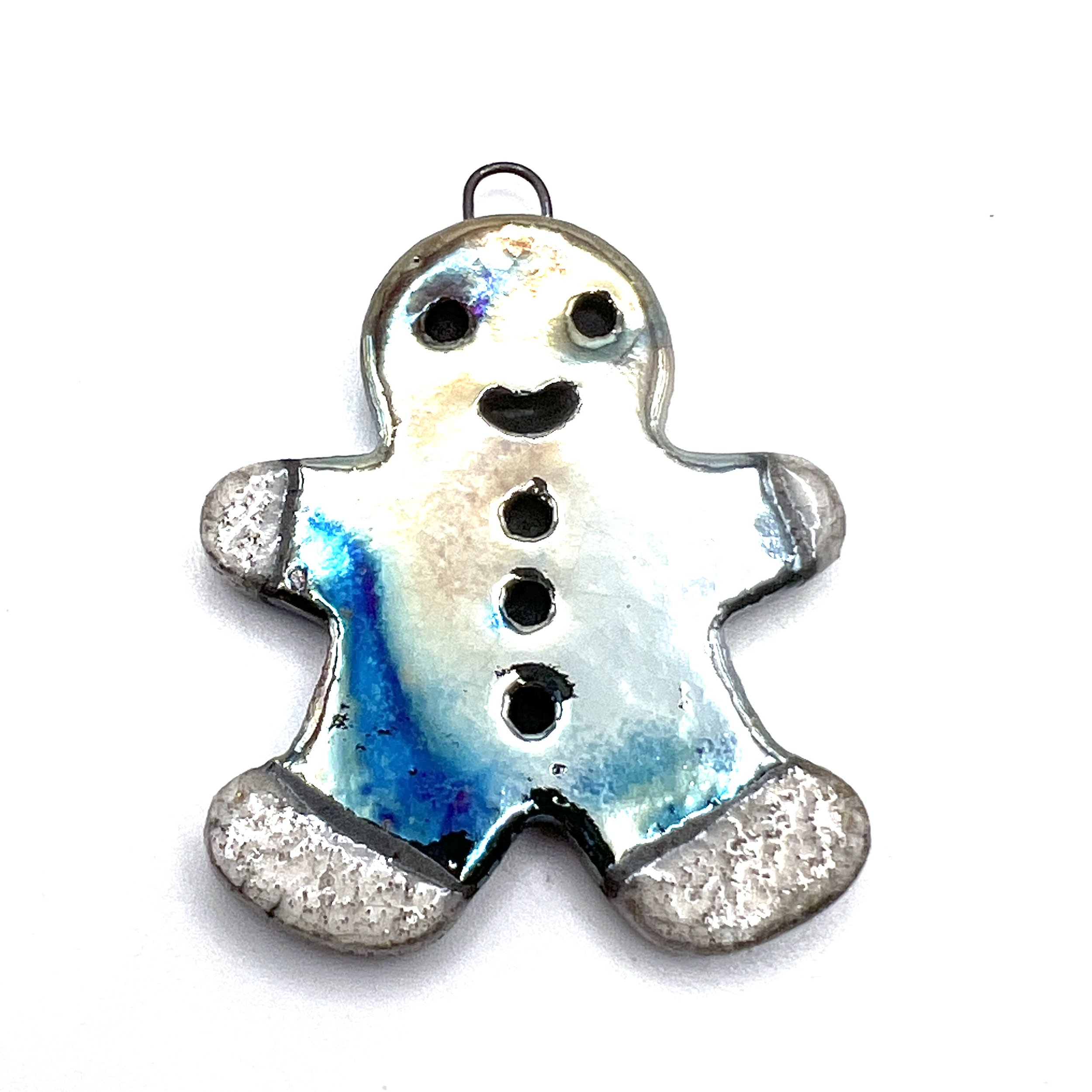 Gingerbread Man Ornament or Pendant Ceramic Jewelry Supply Handmade by MAKUstudio MAKU raku