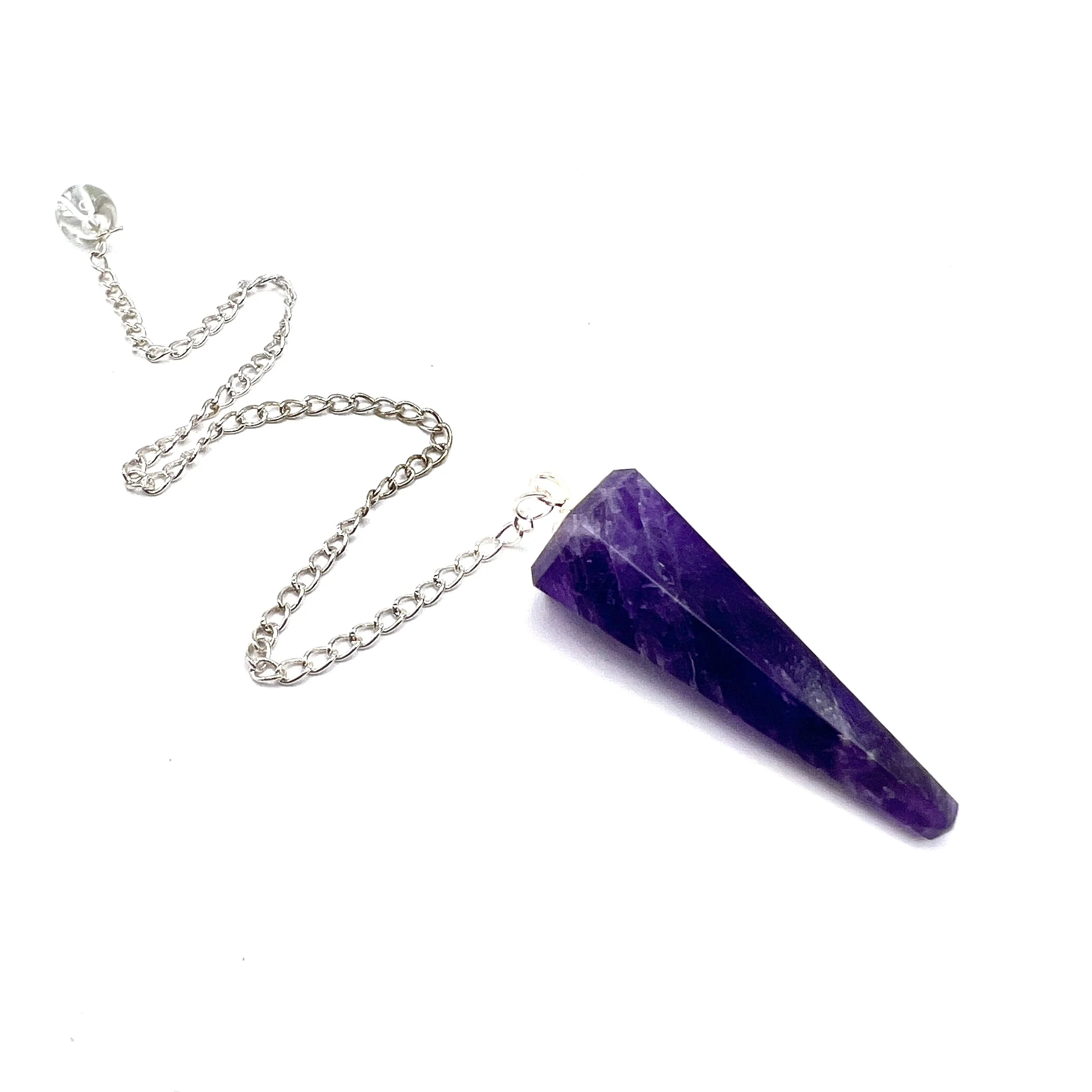 Amethyst Pendulum Silver Chain Crystal Reiki Healing Gemstone Dowsing Divination Chakra Supplies by MAKUstudio MAKU raku