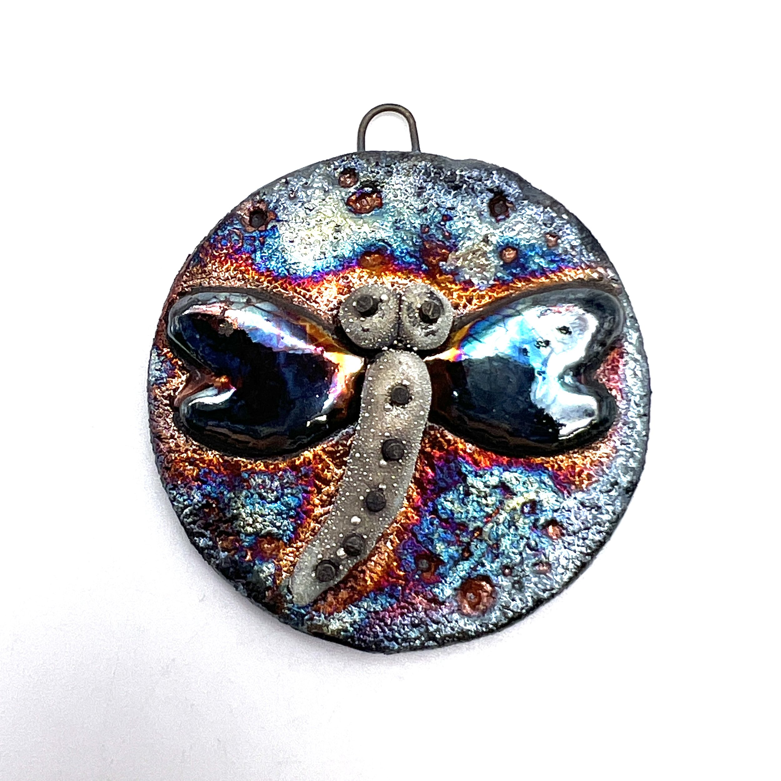 Raku Dragonfly Pendant Ceramic Jewelry Supplies Handmade by MAKUstudio MAKU raku
