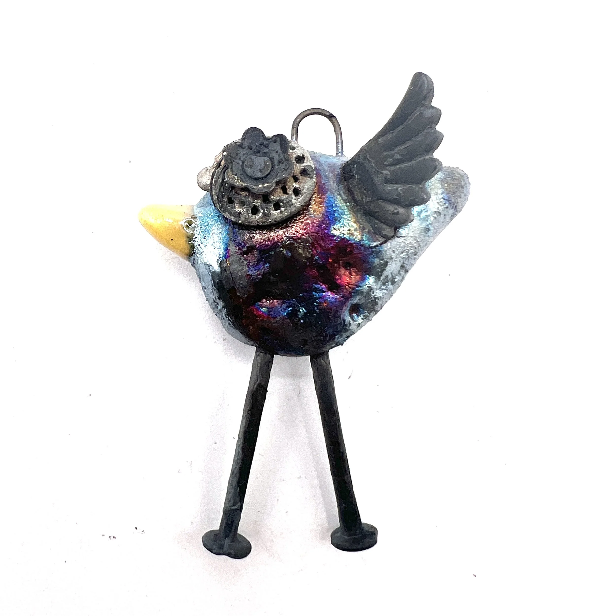 Raku Bird Bird with Legs Ceramic Pendant Raku Jewelry Supplies Handmade by MAKUstudio MAKU raku