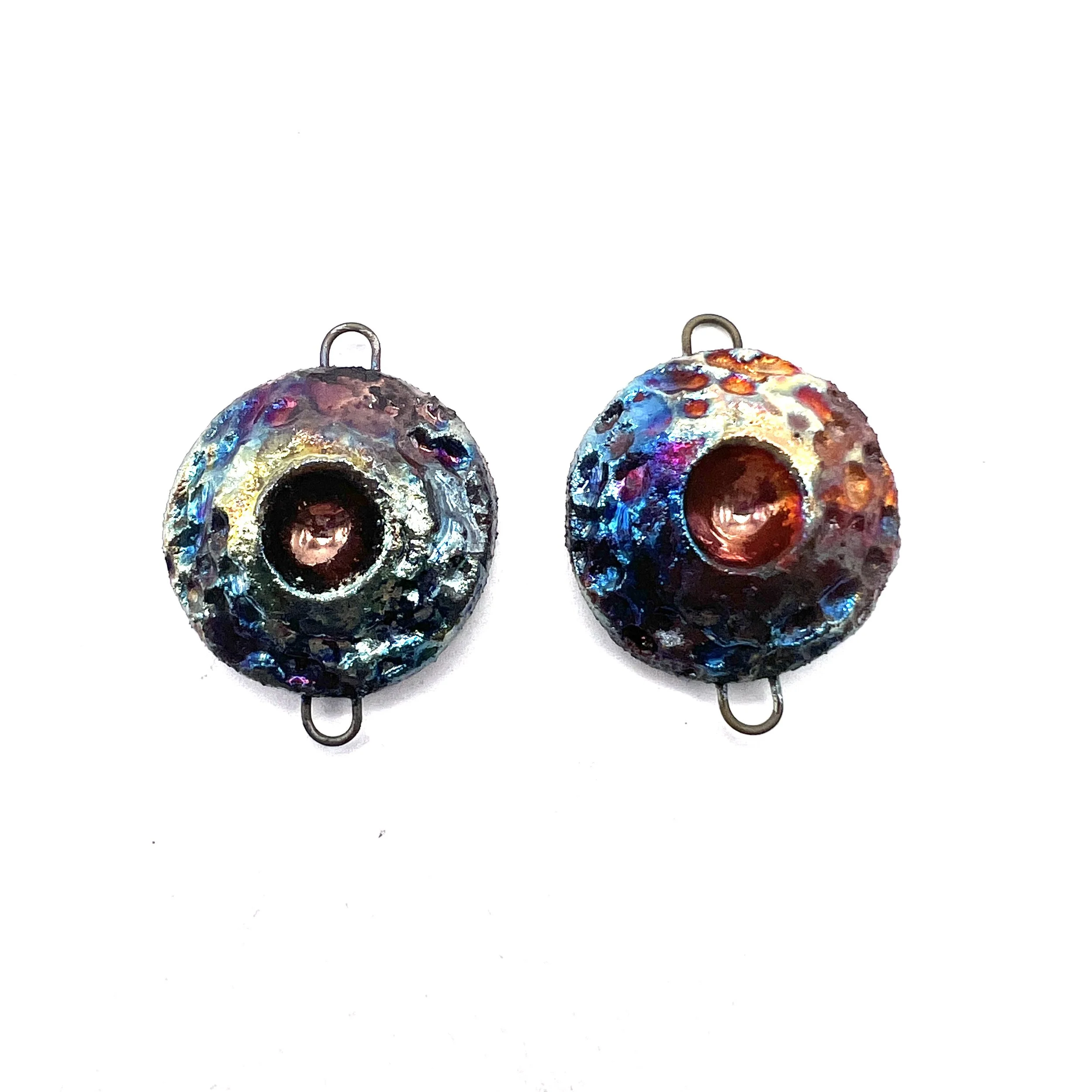 Set of 2 Pendant Charm Connector Ceramic Pottery Jewelry Supply Handmade by MAKUstudio MAKU raku