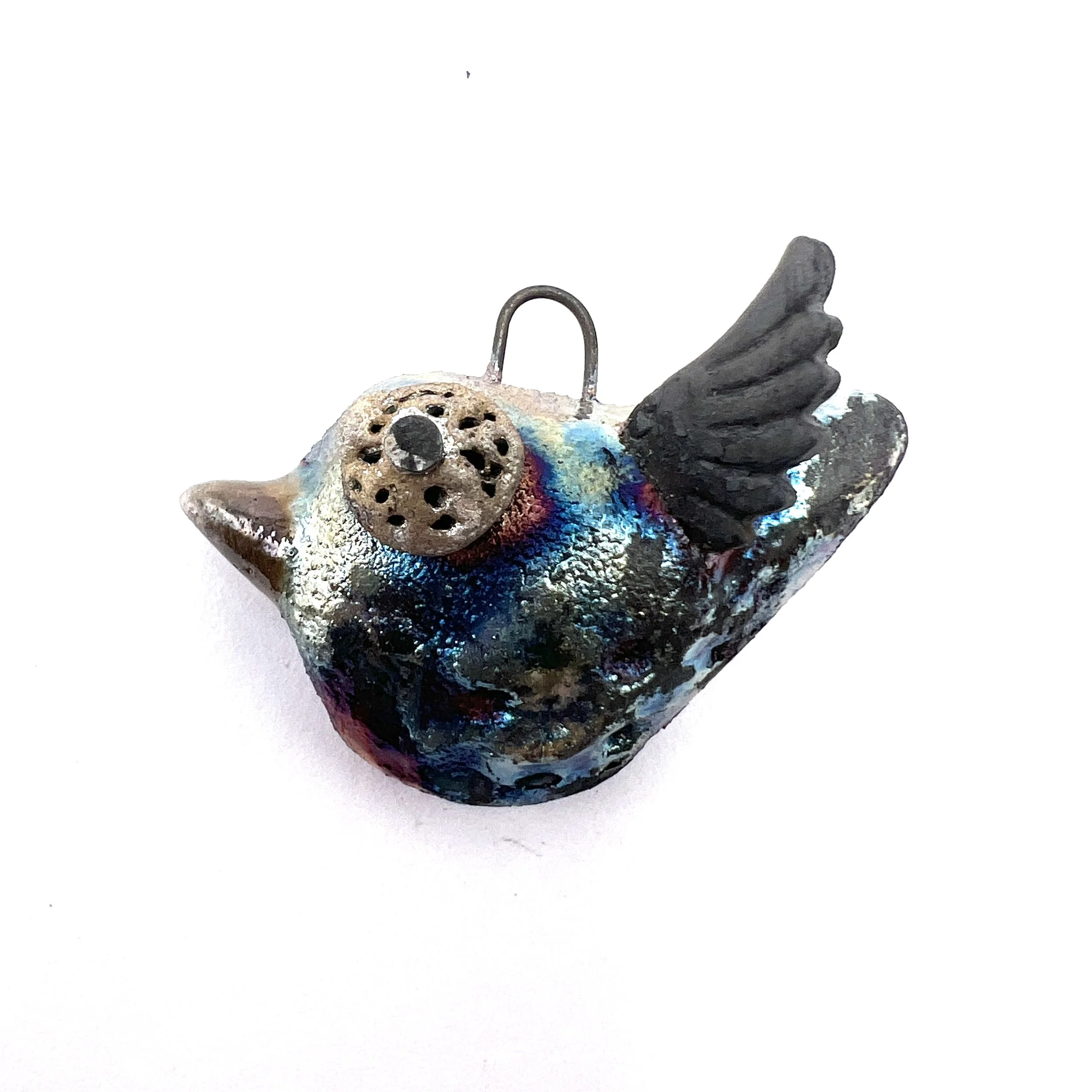 Raku Bird Pendant Ceramic Jewelry Supplies Handmade by MAKUstudio MAKU raku