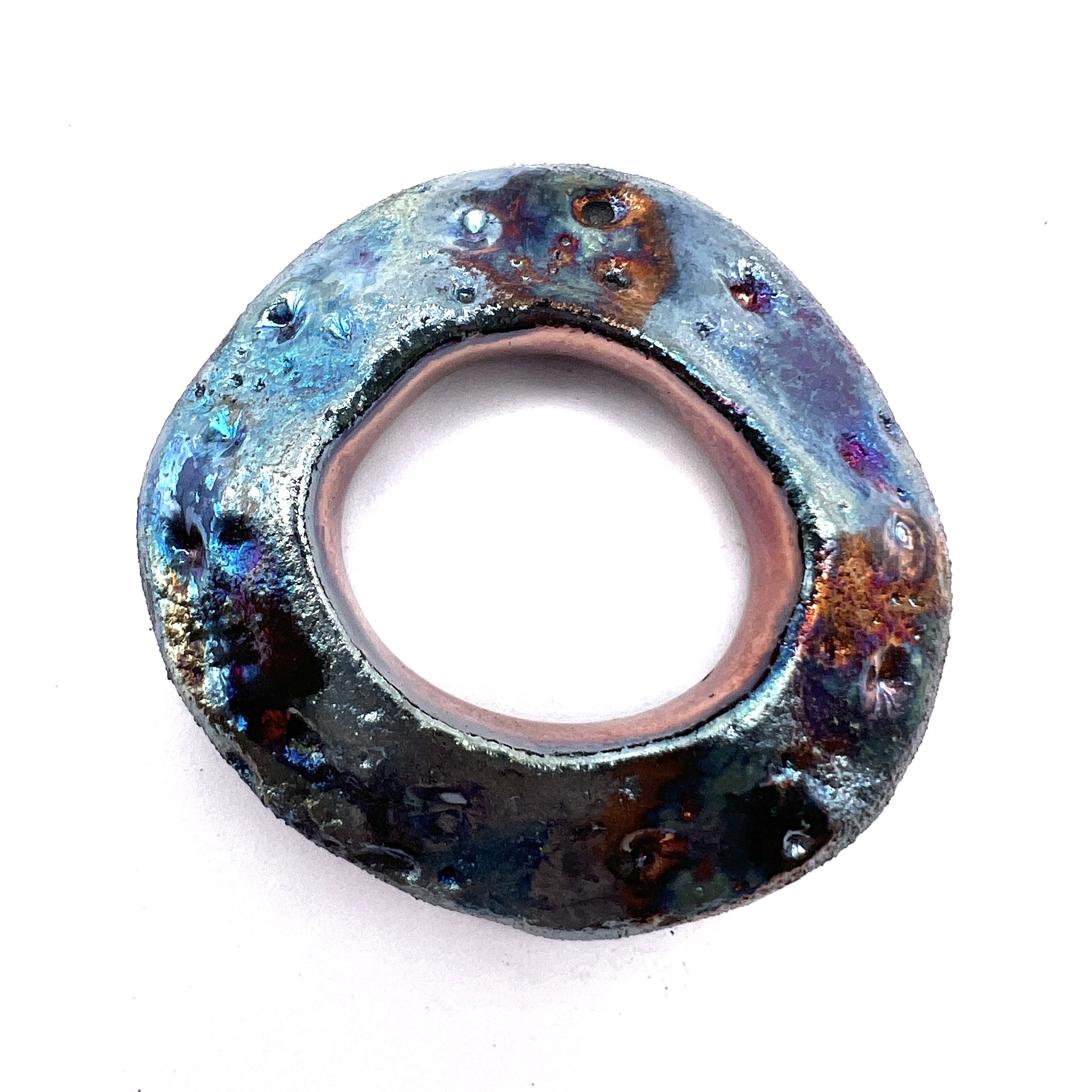 Raku Donut Cabochon or Pendant Ceramic Jewelry Supply by MAKUstudio MAKU raku