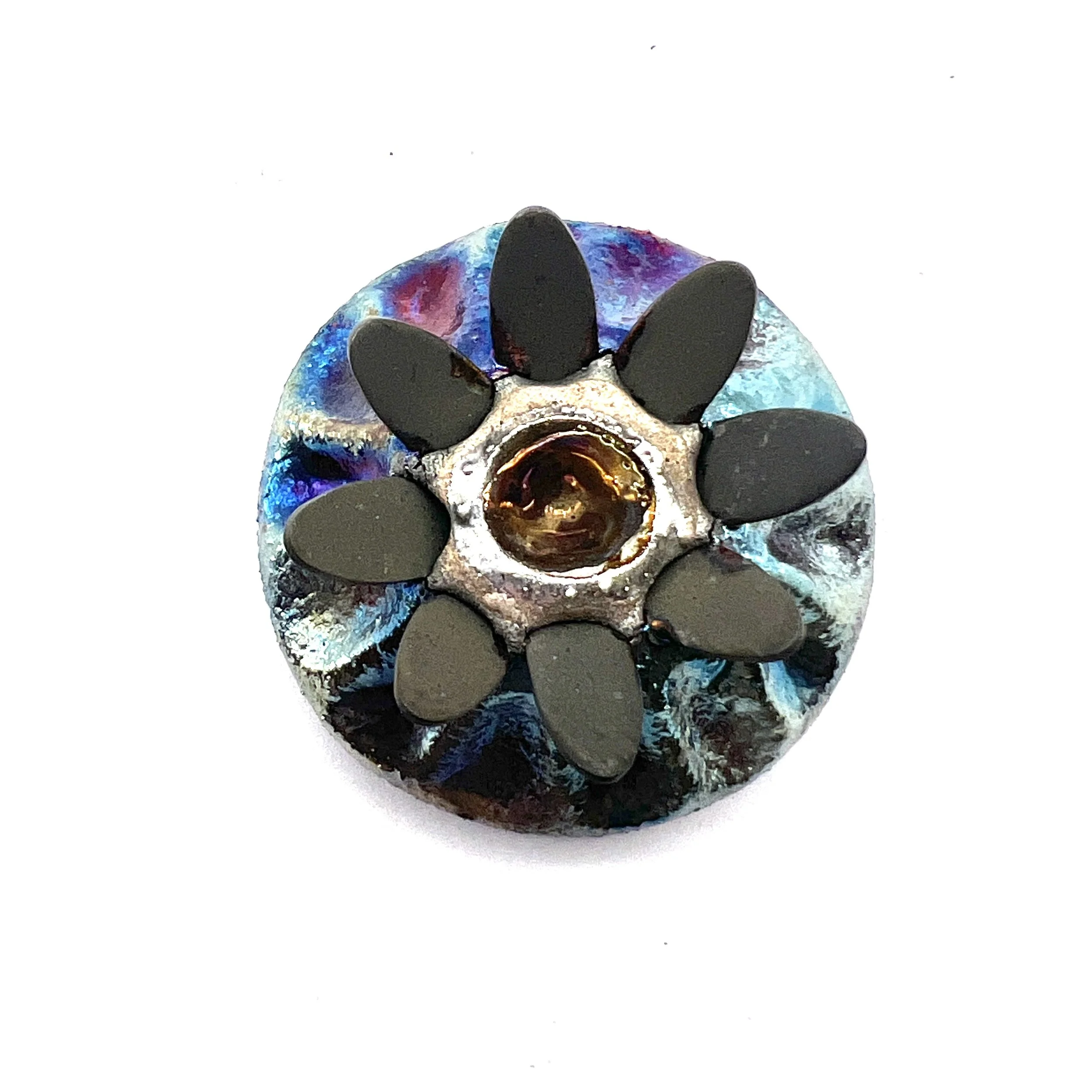 Metal Flower Raku Cabochon Jewelry Supply Handmade by MAKUstudio MAKU raku