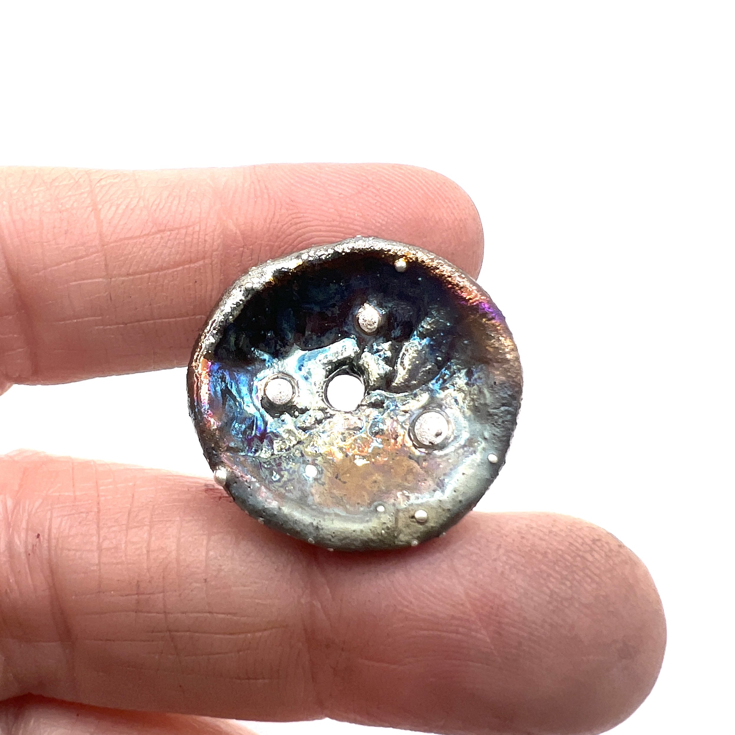 Concave Raku Bead or Cabochon Jewelry Supply Handmade by MAKUstudio MAKU raku