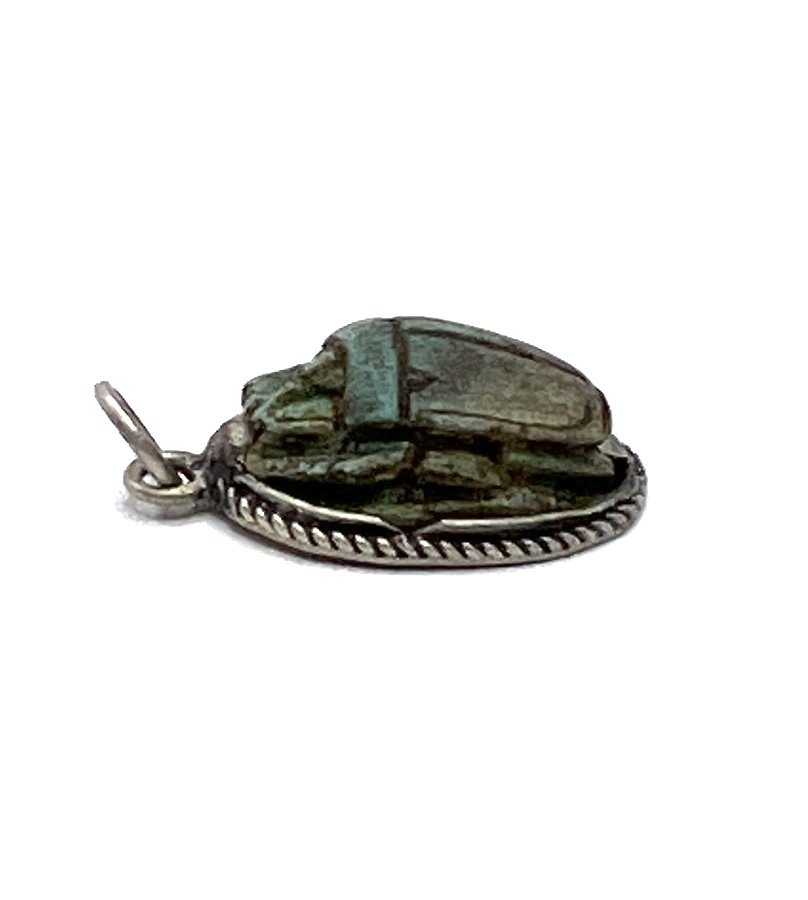 Egyptian Scarab Pendant in Sterling Silver Bezel Jewelry Supplies MAKUstudio MAKU raku