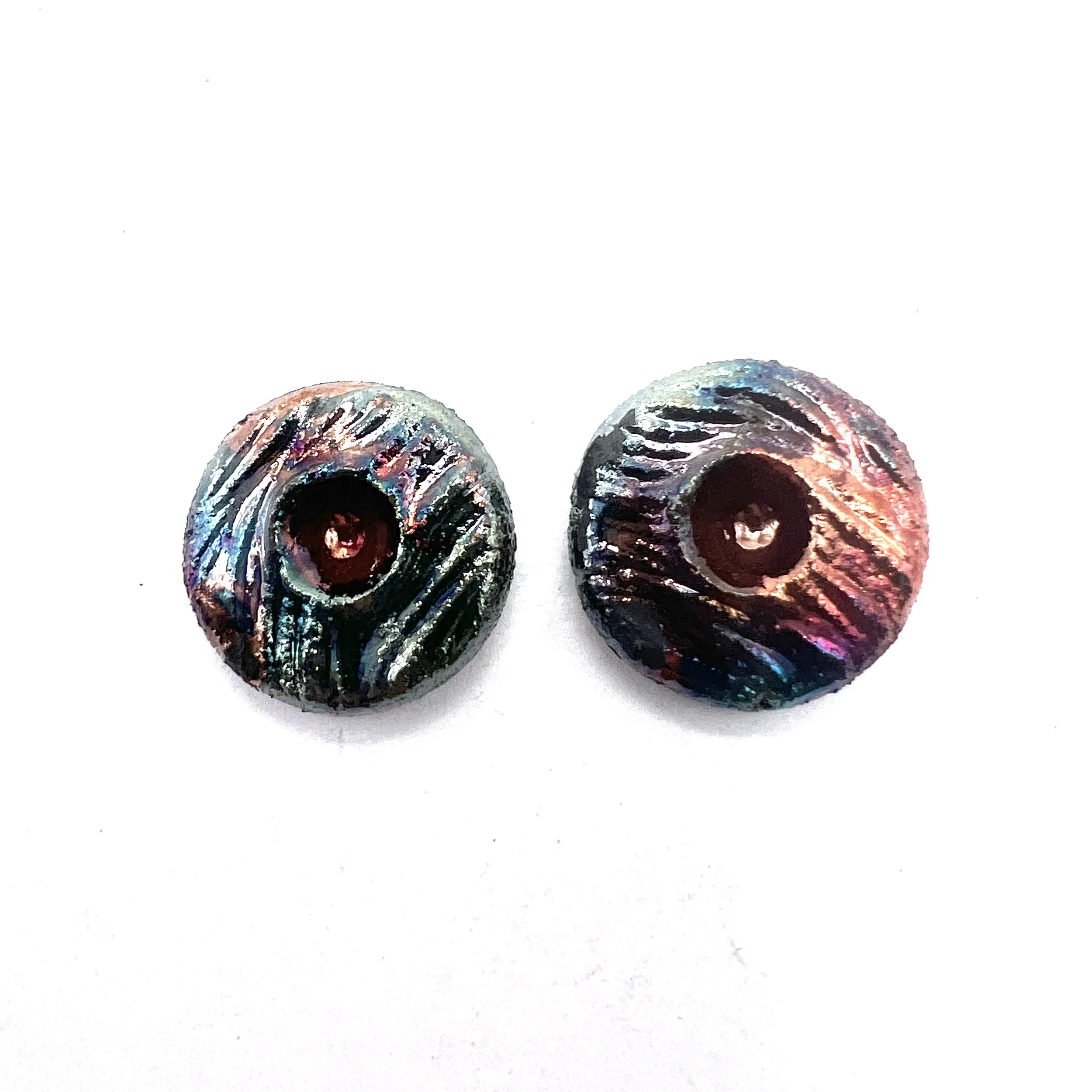 Set of 2 Round Raku Cabochons Ceramic Pottery Jewelry Supplies Handmade by MAKUstudio MAKU raku