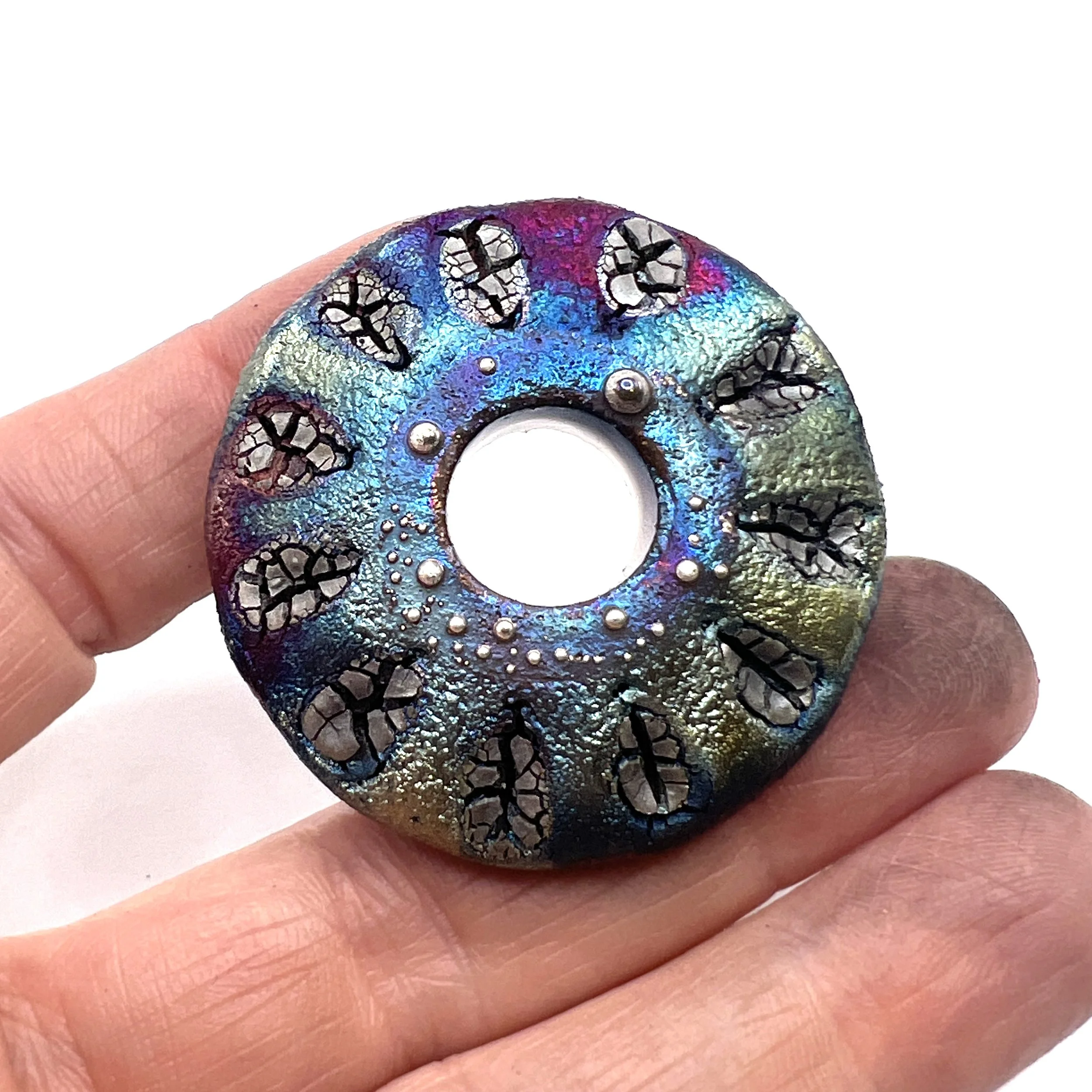 Raku Donut Cabochon or Pendant Ceramic Jewelry Supply by MAKUstudio MAKU raku