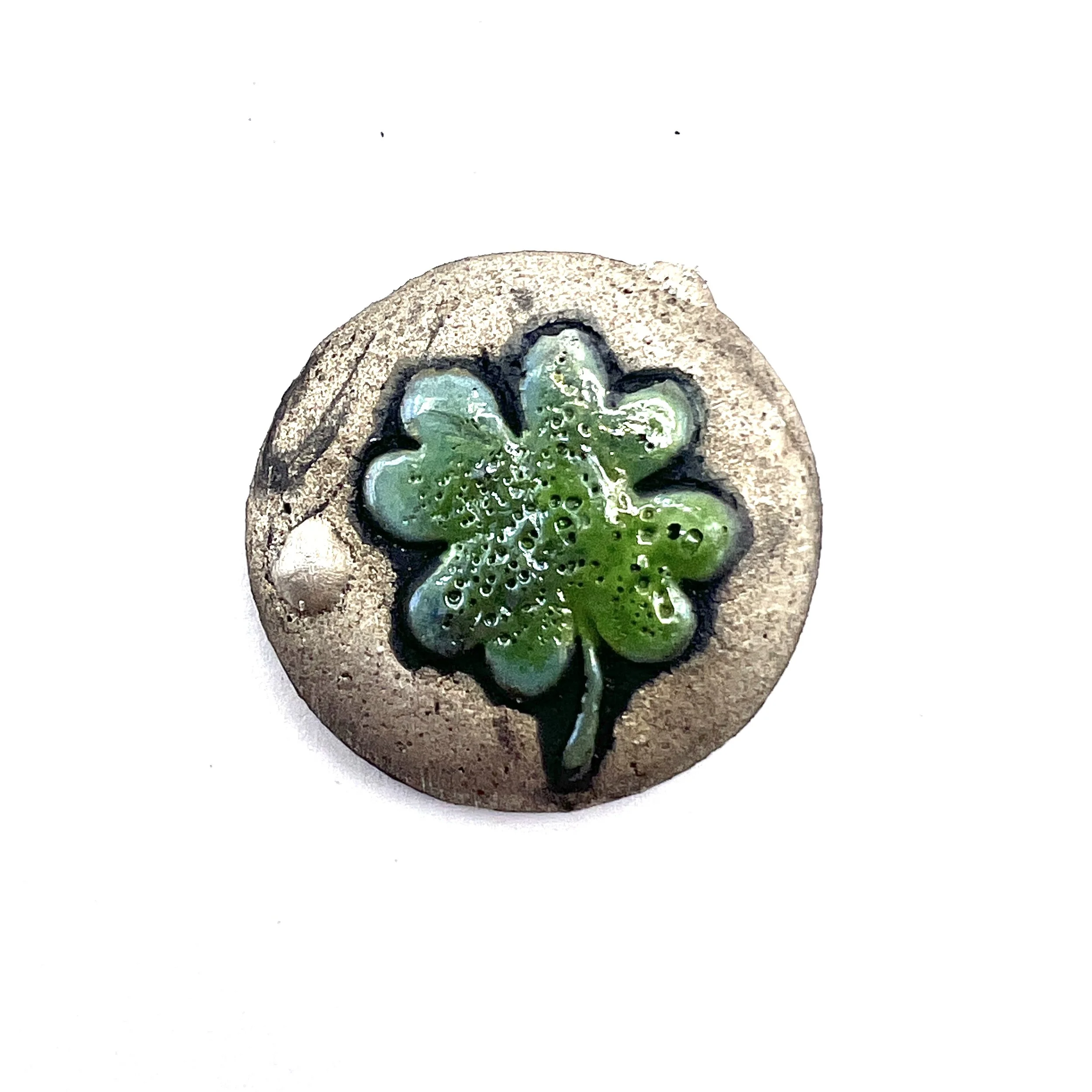 Raku 4 Leaf Clover Good Luck St Patrick's Day Shamrock Cabochon Jewelry Supply Handmade by MAKUstudio MAKU raku