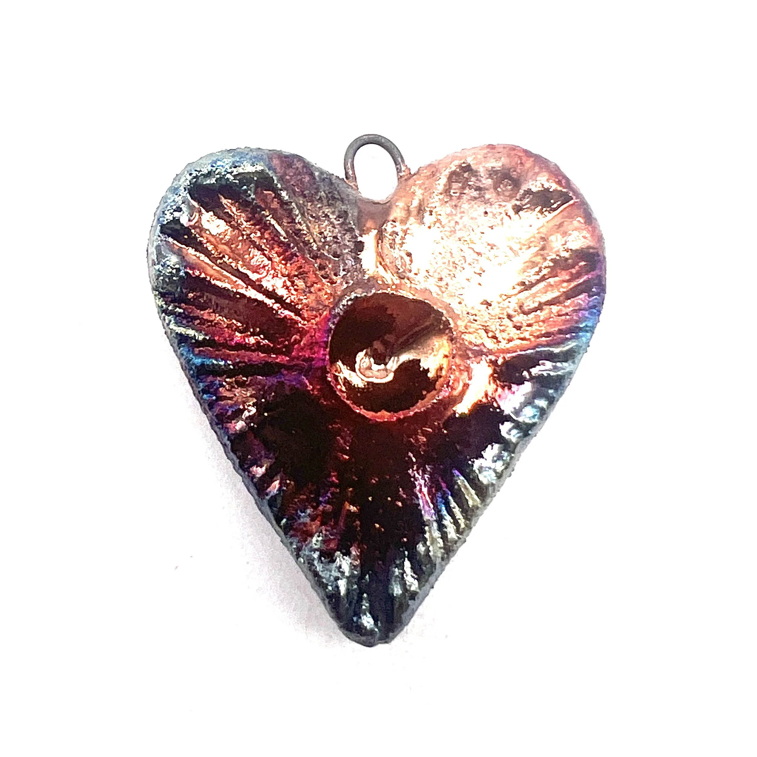 Raku Heart Pendant Ceramic Jewelry Supply Handmade by MAKUstudio MAKU raku
