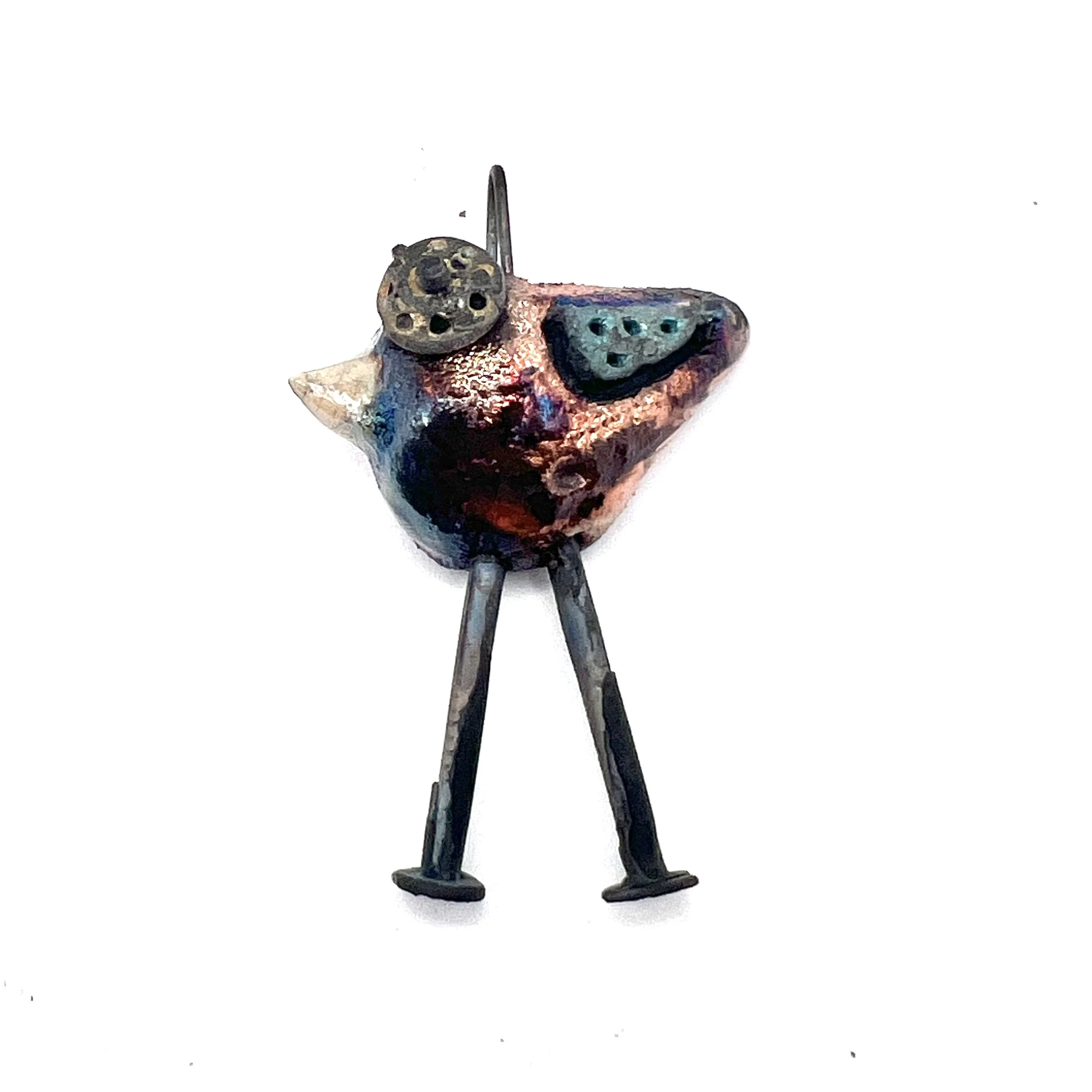Raku Bird Bird with Legs Ceramic Pendant Raku Jewelry Supplies Handmade by MAKUstudio MAKU raku