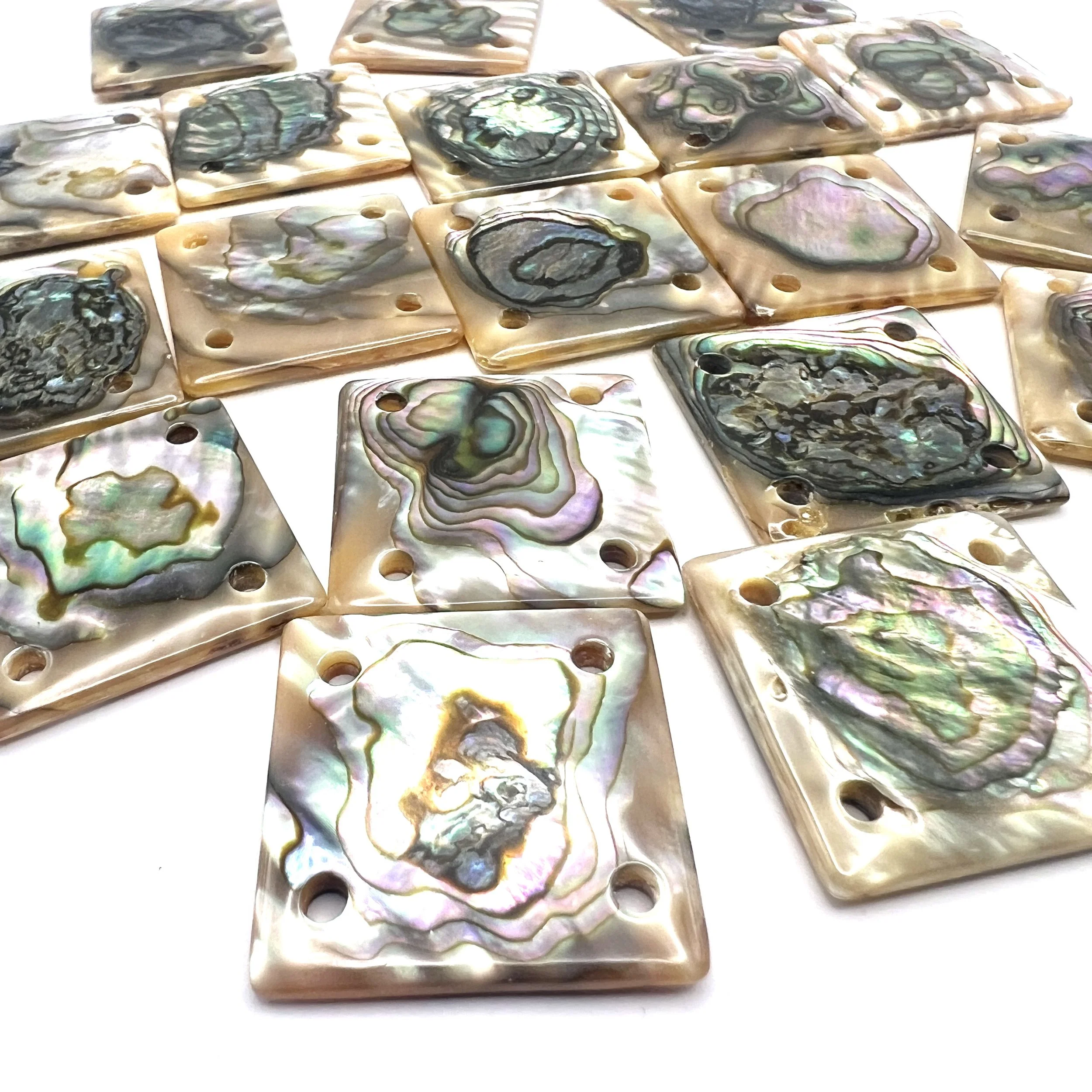 Mother-of -Pearl Square Connector Bead or Earring Charm MAKUstudio Jewelry Supplies