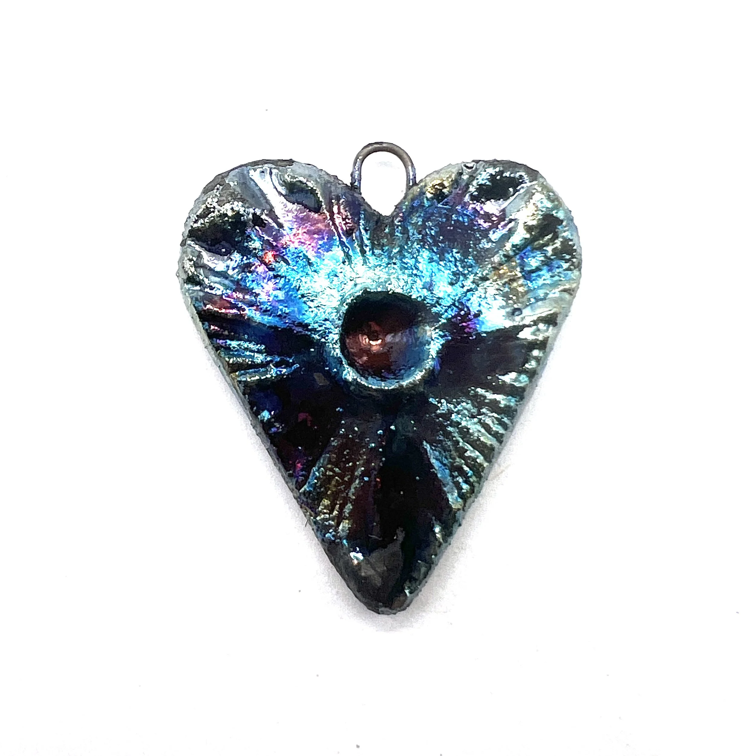 Raku Heart Pendant Ceramic Jewelry Supply Handmade by MAKUstudio MAKU raku