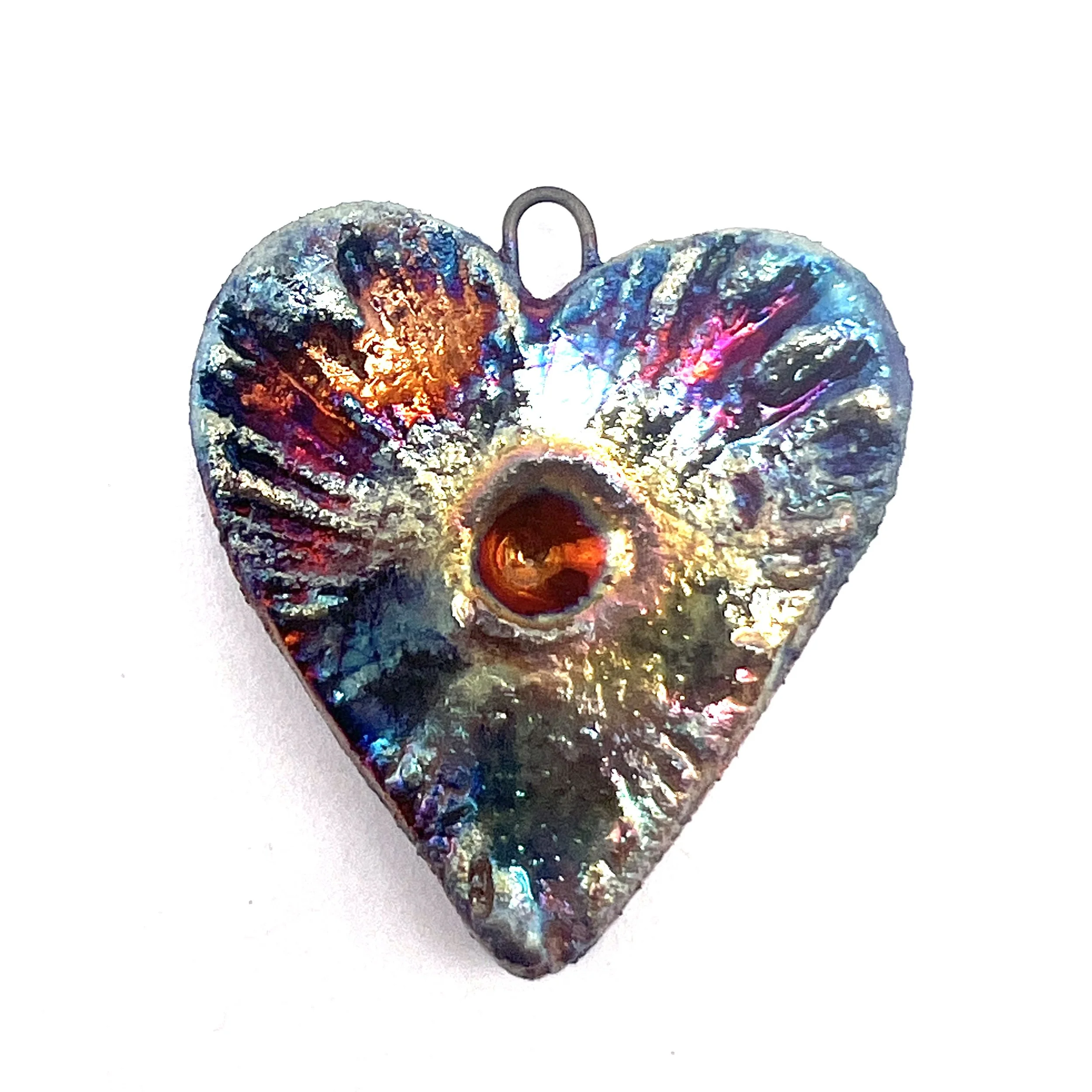 Raku Heart Pendant Ceramic Jewelry Supply Handmade by MAKUstudio MAKU raku