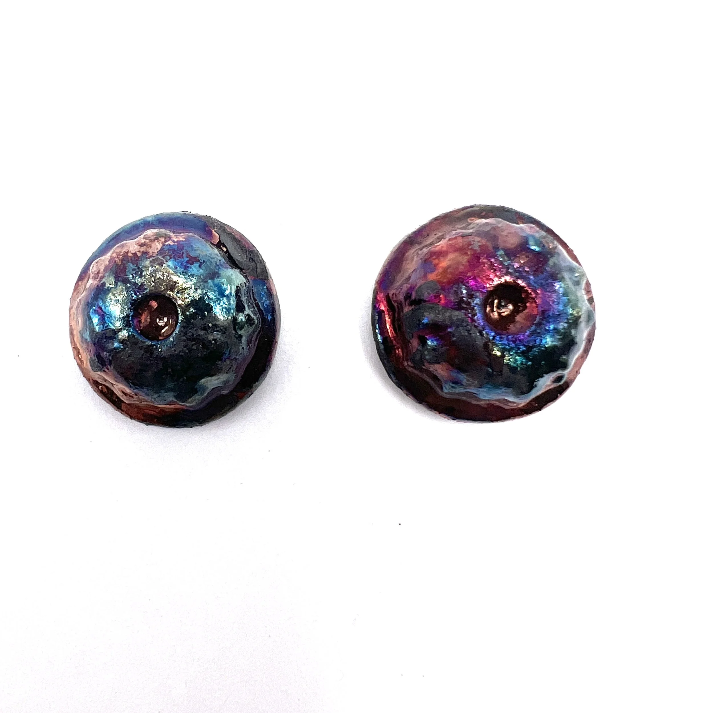 BIG BIG SALE! Set of 2 Urchins Small Round Raku Cabochons Ceramic Pottery Jewelry Supplies Handmade by MAKUstudio MAKU raku