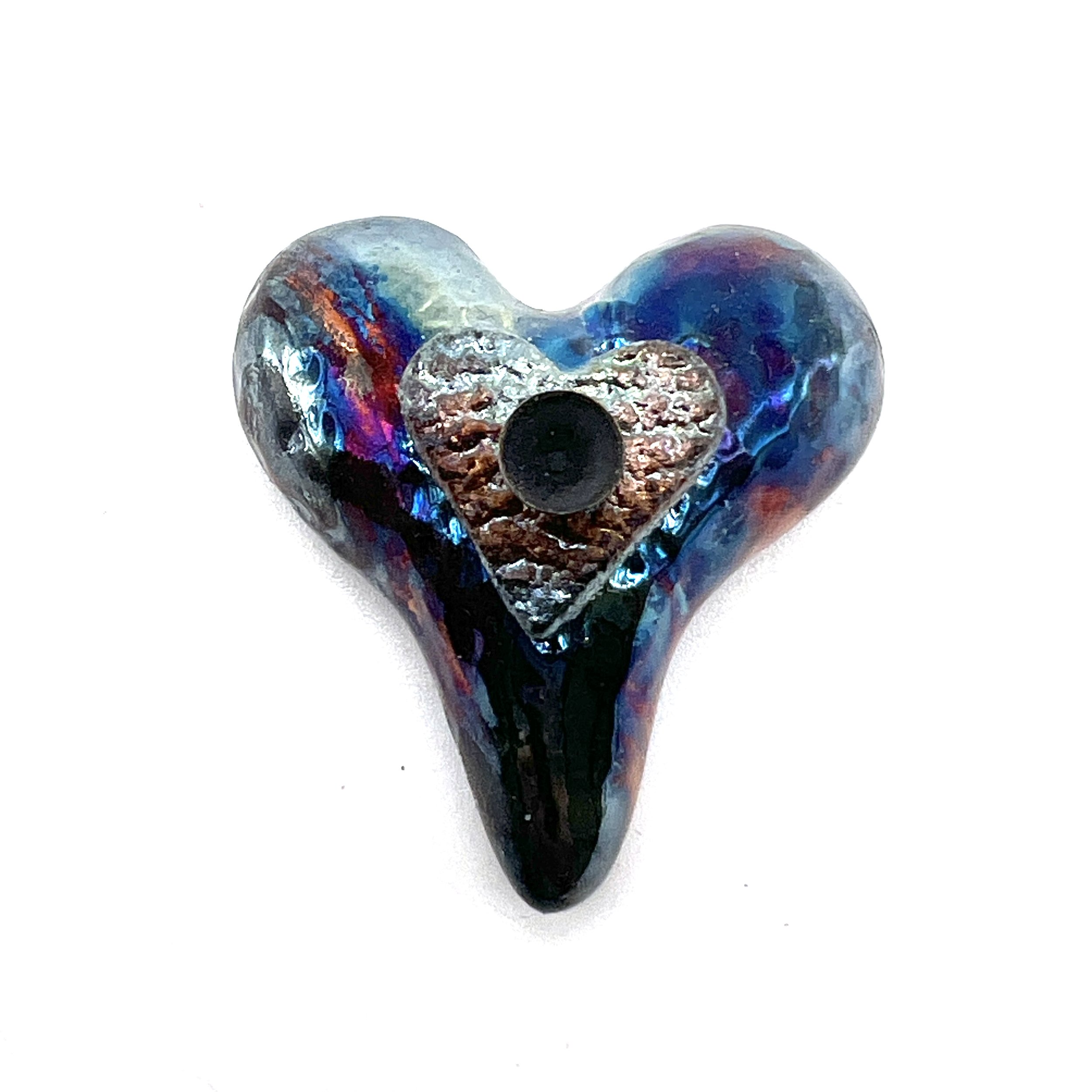 Raku Heart Cabochon Ceramic Pottery Jewelry Bead Supply Handmade by MAKUstudio MAKU raku