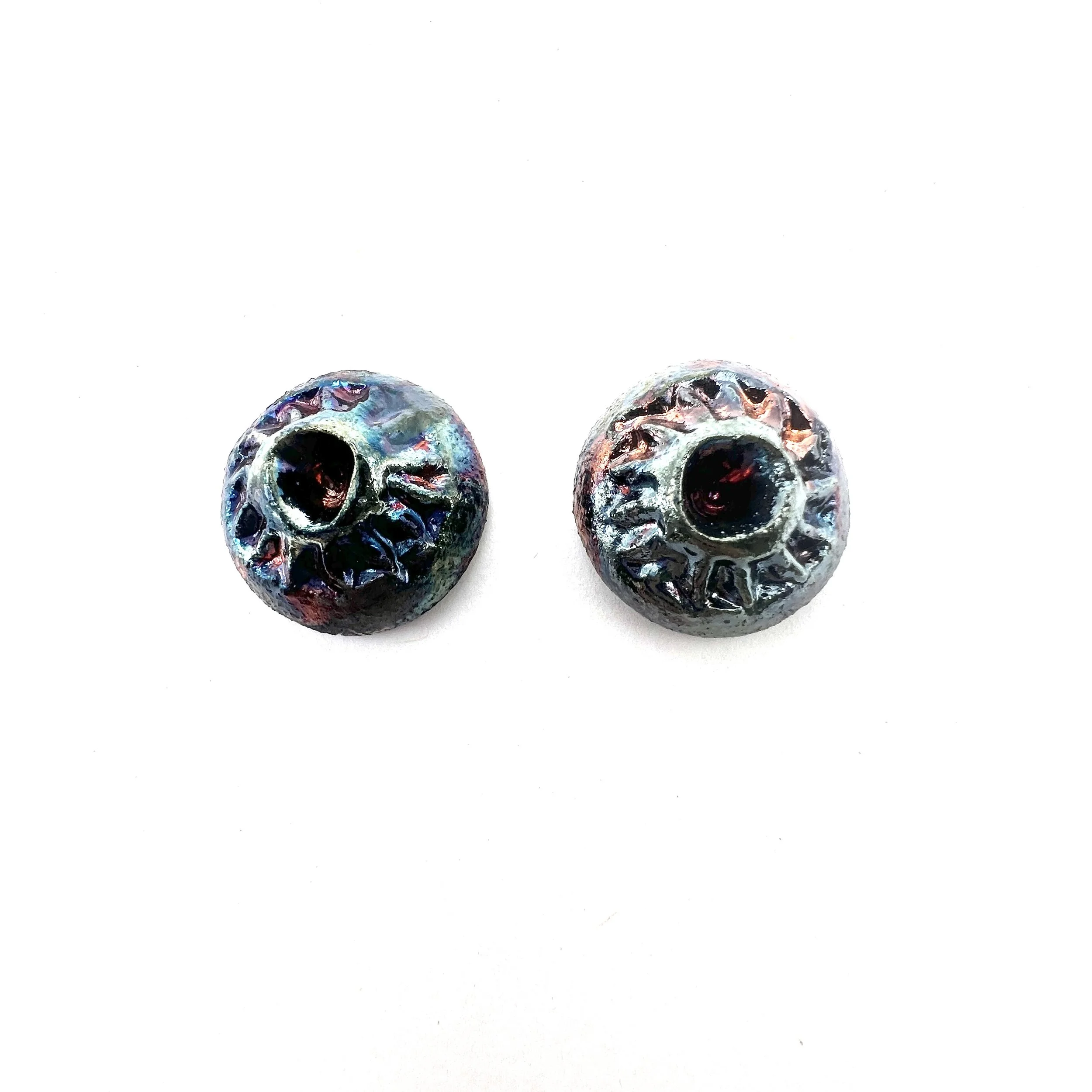 Set of 2 Pendant Charm Connector Ceramic Pottery Jewelry Supply Handmade by MAKUstudio MAKU raku