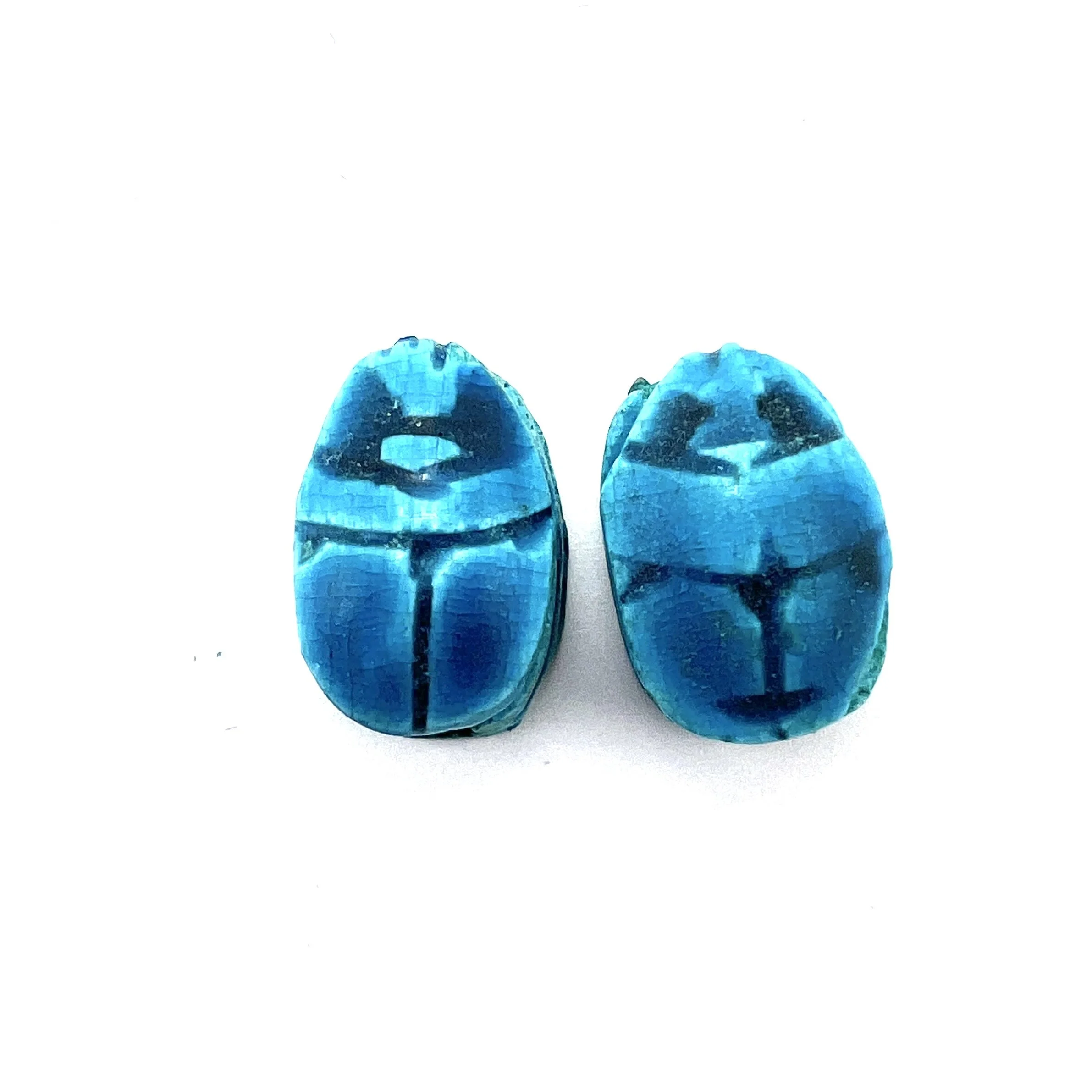 Set of 2 Turquoise Blue Colored Egyptian Scarab Beads with Vertical Hole Jewelry Supplies MAKUstudio MAKU raku