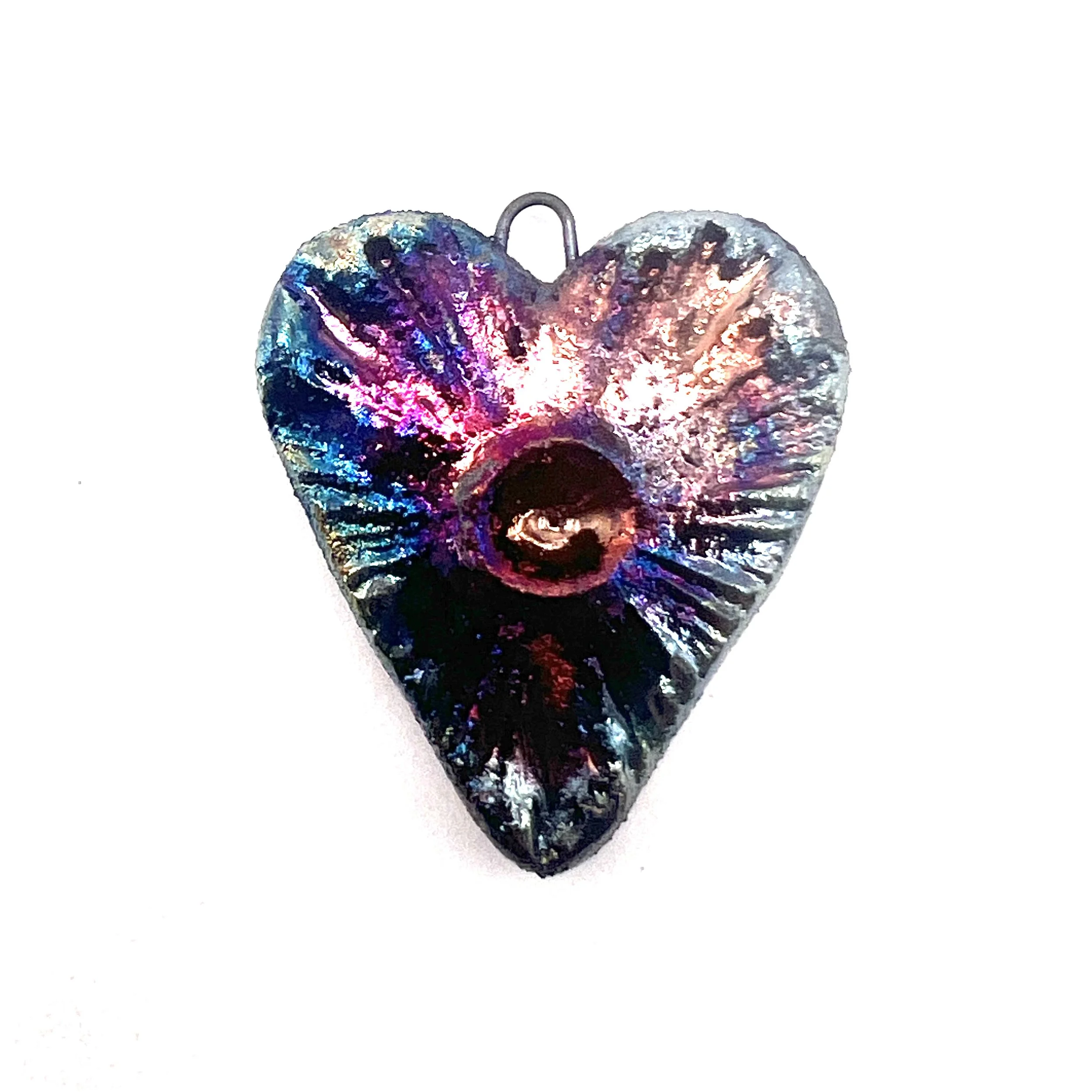 Raku Heart Pendant Ceramic Jewelry Supply Handmade by MAKUstudio MAKU raku