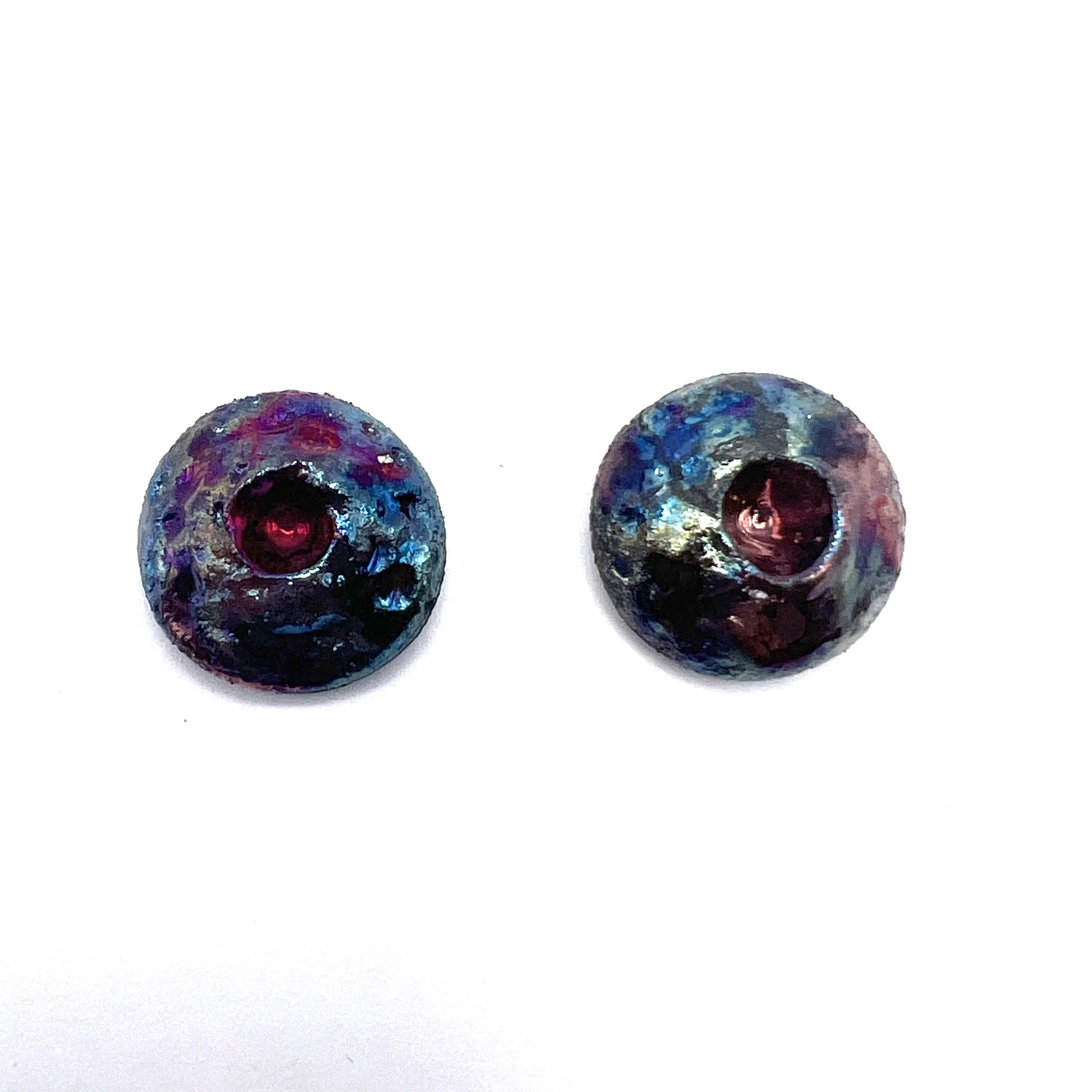 Set of 2 Round Raku Cabochons Ceramic Pottery Jewelry Supplies Handmade by MAKUstudio MAKU raku