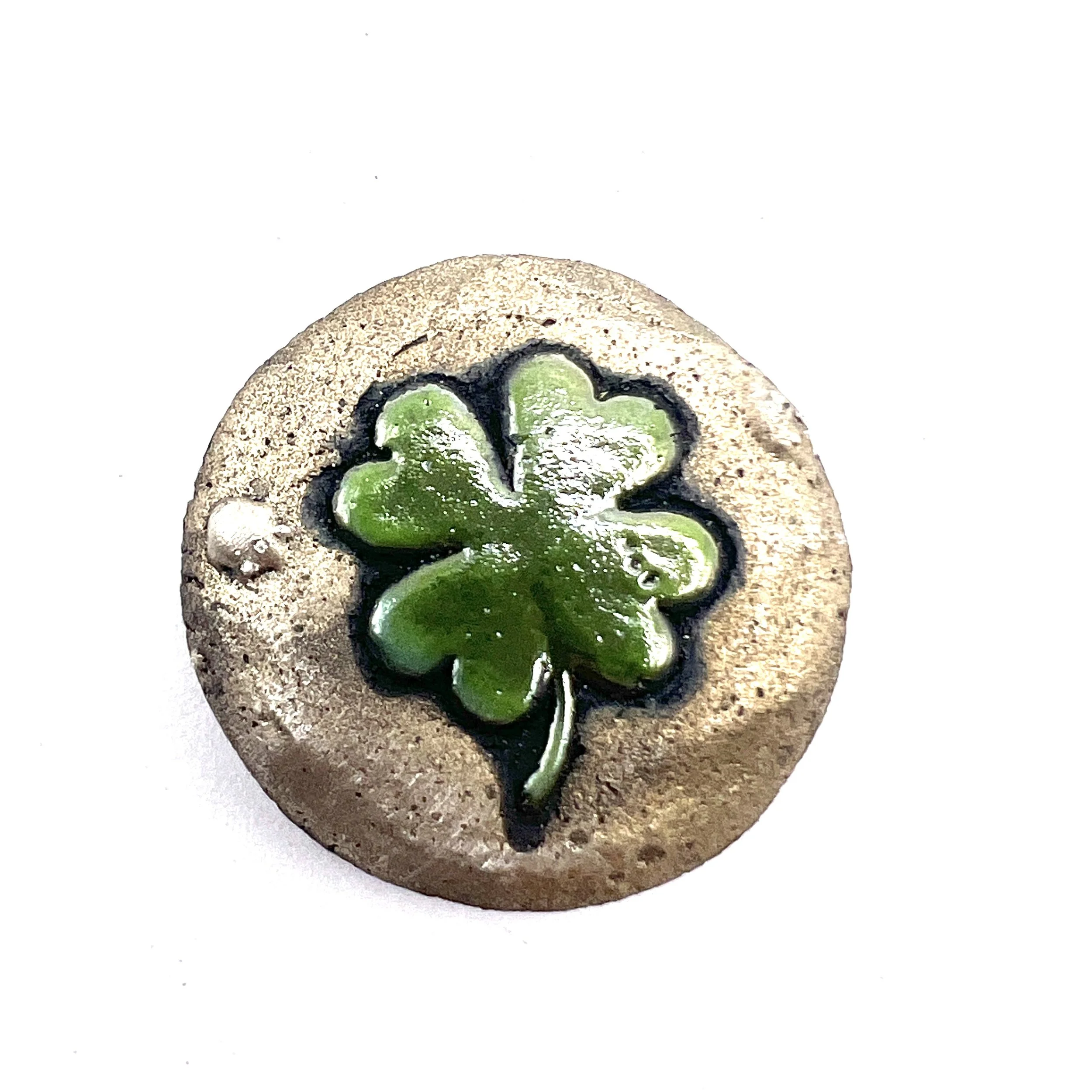 Raku 4 Leaf Clover Good Luck St Patrick's Day Shamrock Cabochon Jewelry Supply Handmade by MAKUstudio MAKU raku