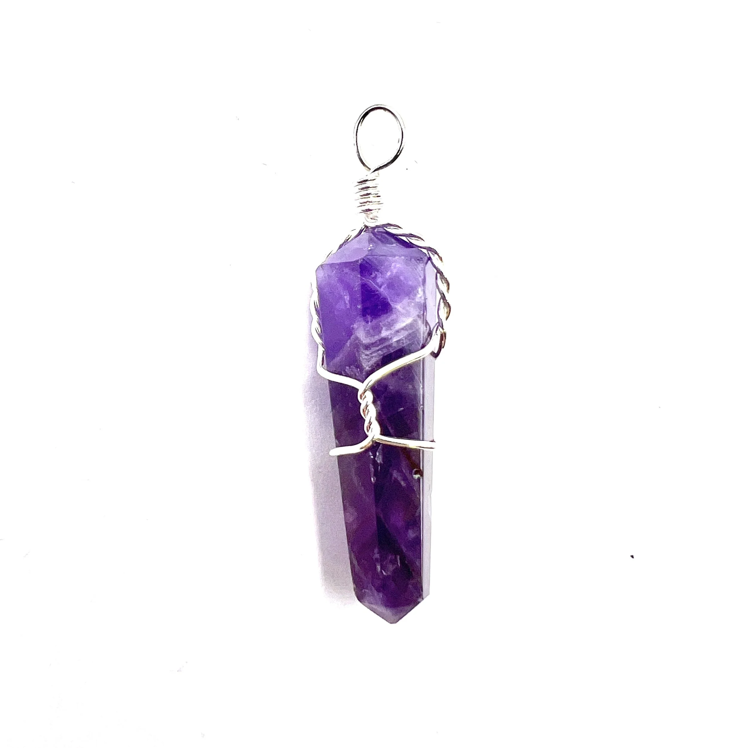 Wire Wrapped Amethyst Pendant Crystal Reiki Healing Gemstone Dowsing Divination Chakra Supplies by MAKUstudio MAKU raku