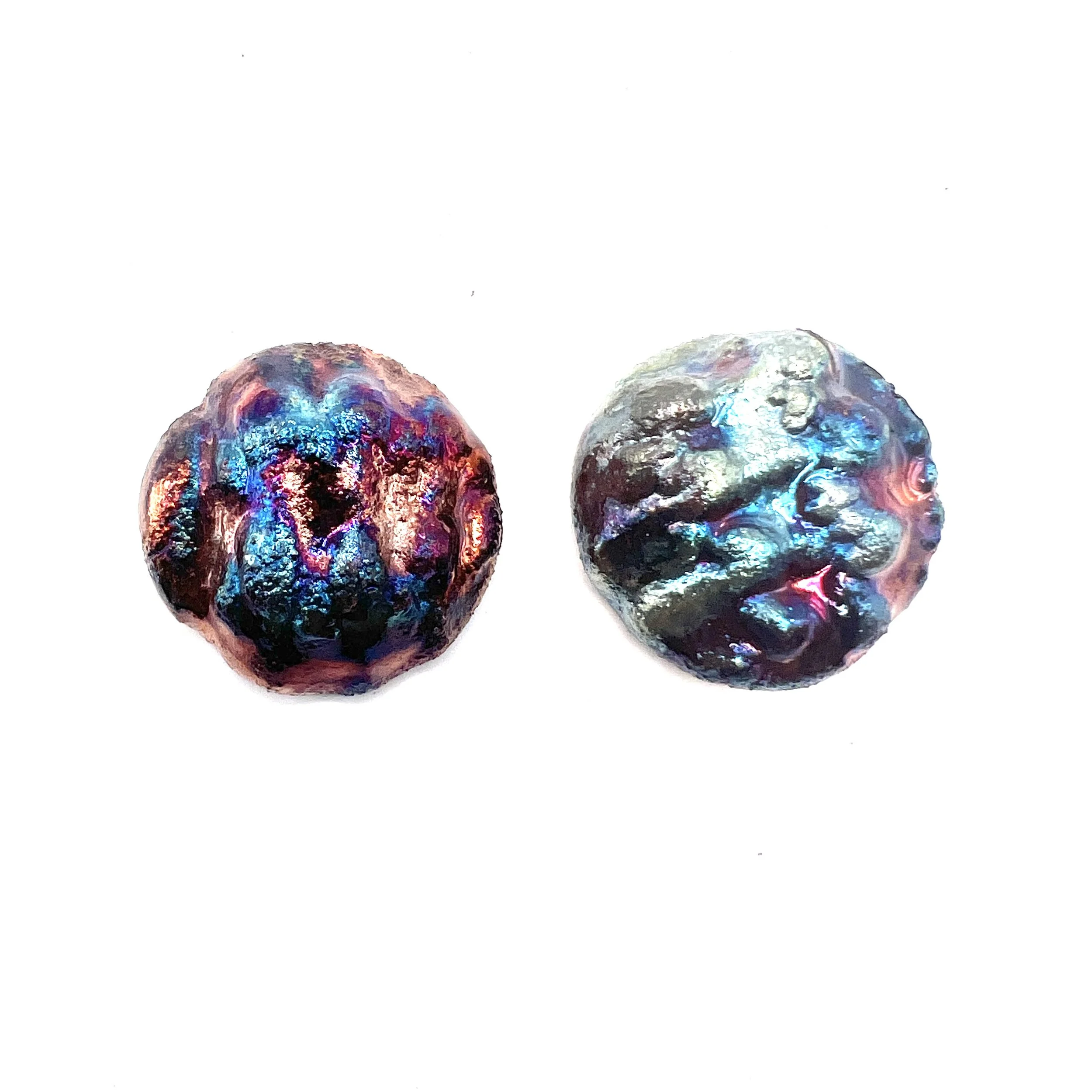 Set of 2 Round Raku Cabochons Ceramic Pottery Jewelry Supplies Handmade by MAKUstudio MAKU raku