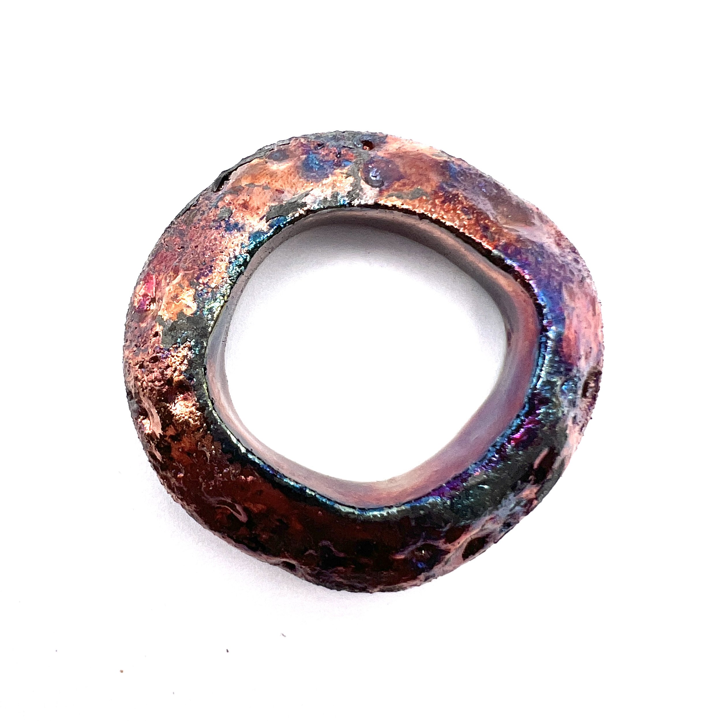 Raku Donut Cabochon or Pendant Ceramic Jewelry Supply by MAKUstudio MAKU raku