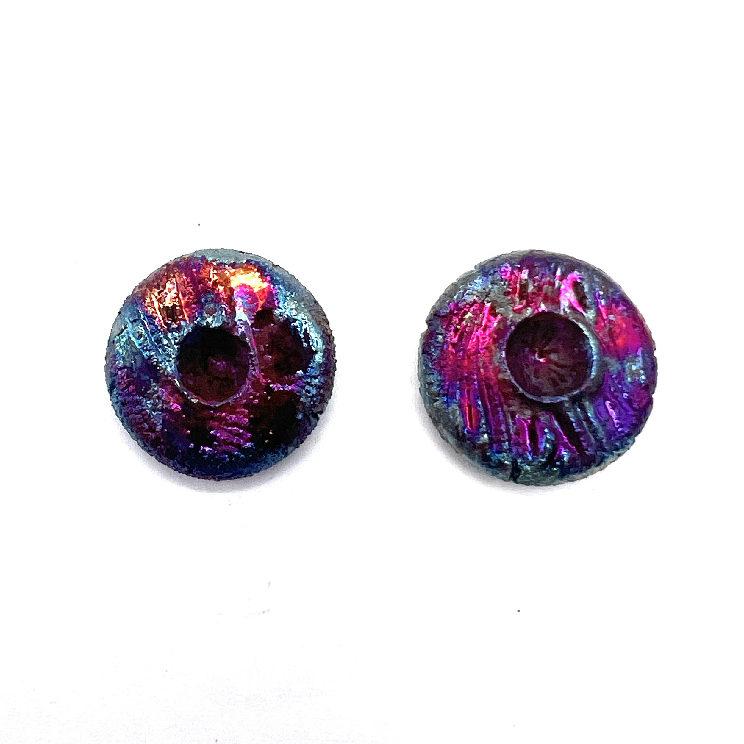 Set of 2 Round Raku Cabochons Ceramic Pottery Jewelry Supplies Handmade by MAKUstudio MAKU raku
