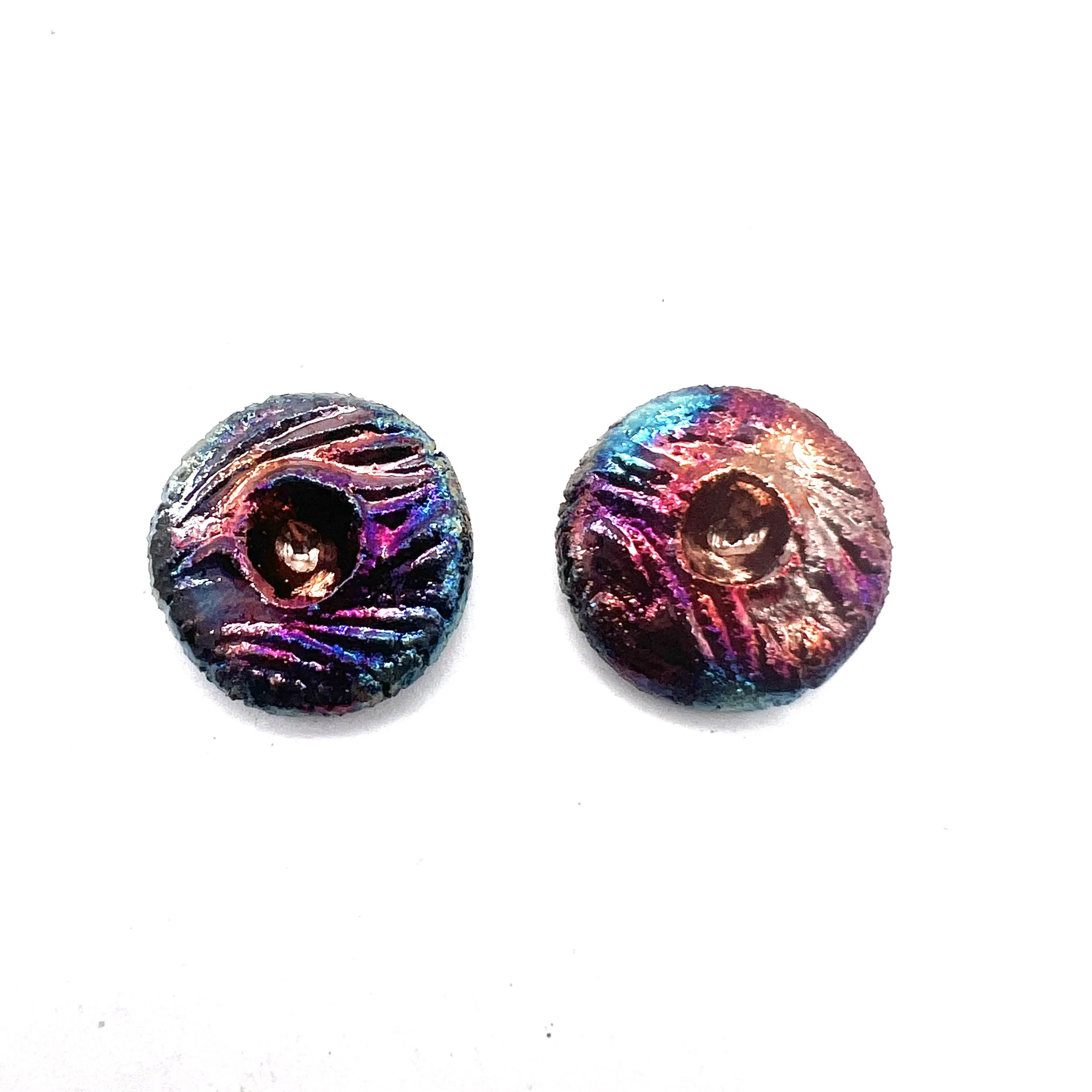 Set of 2 Round Raku Cabochons Ceramic Pottery Jewelry Supplies Handmade by MAKUstudio MAKU raku