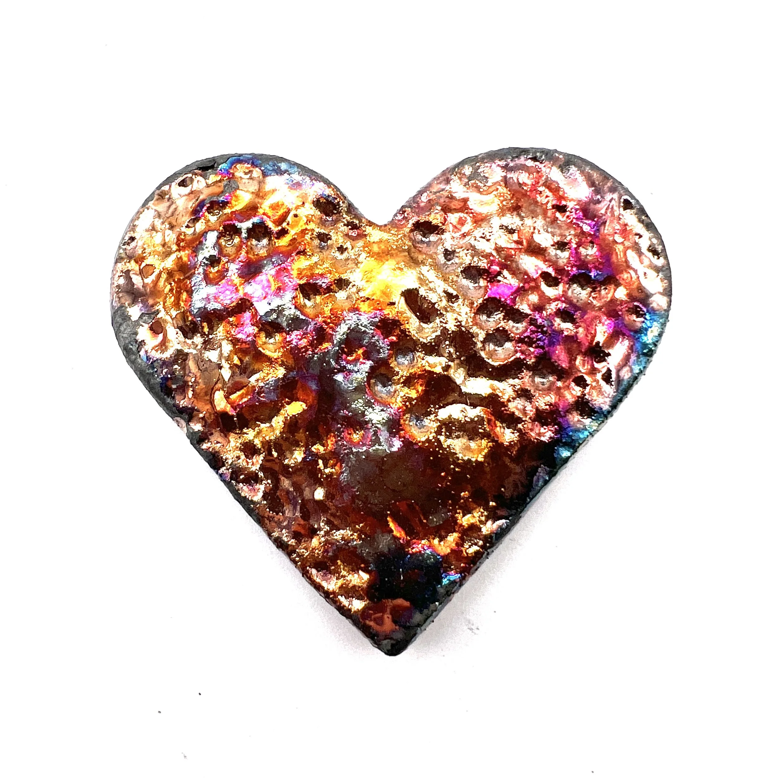 Raku Heart Cabochon Ceramic Jewelry Supply Handmade by MAKUstudio MAKU raku