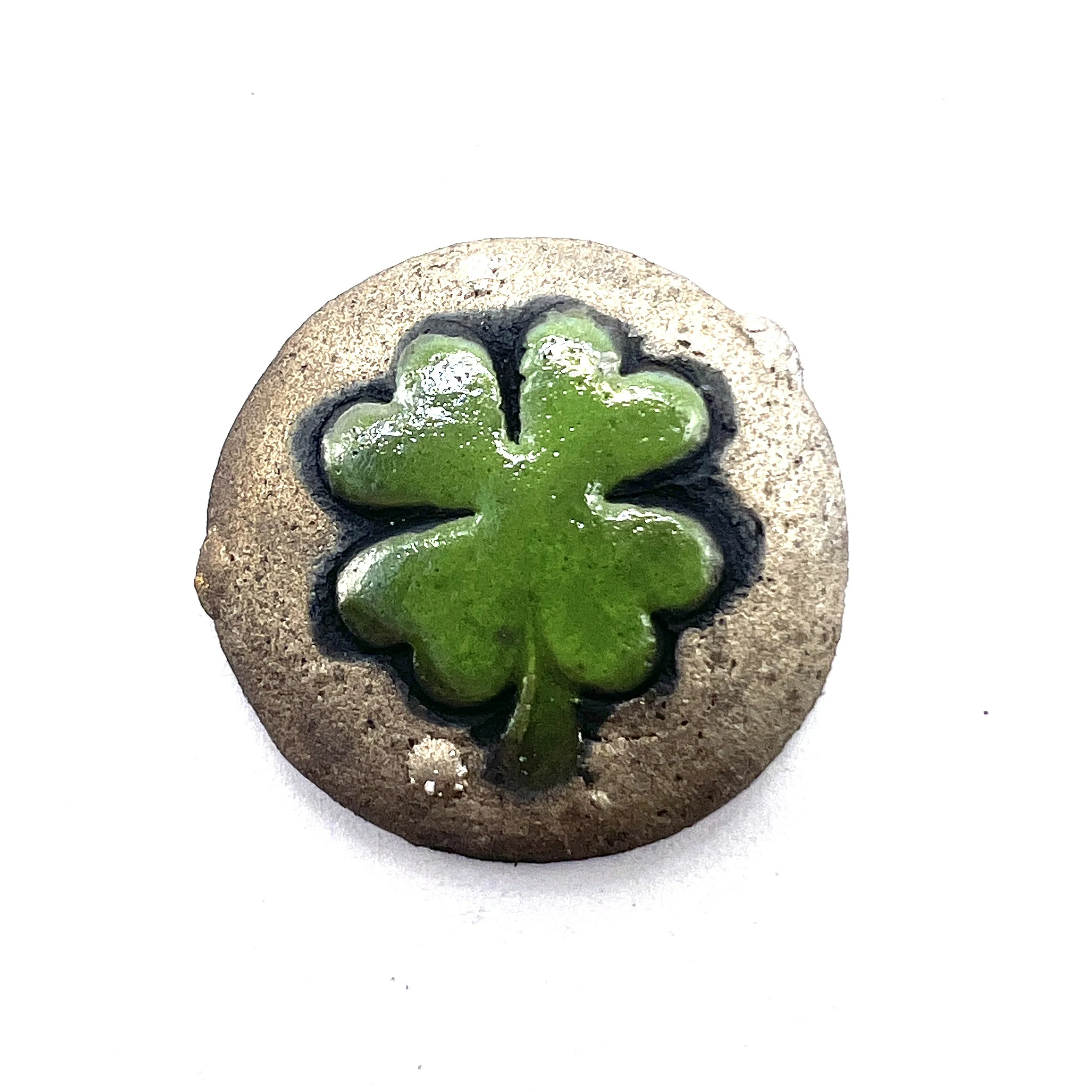 Raku 4 Leaf Clover Good Luck St Patrick's Day Shamrock Cabochon Jewelry Supply Handmade by MAKUstudio MAKU raku
