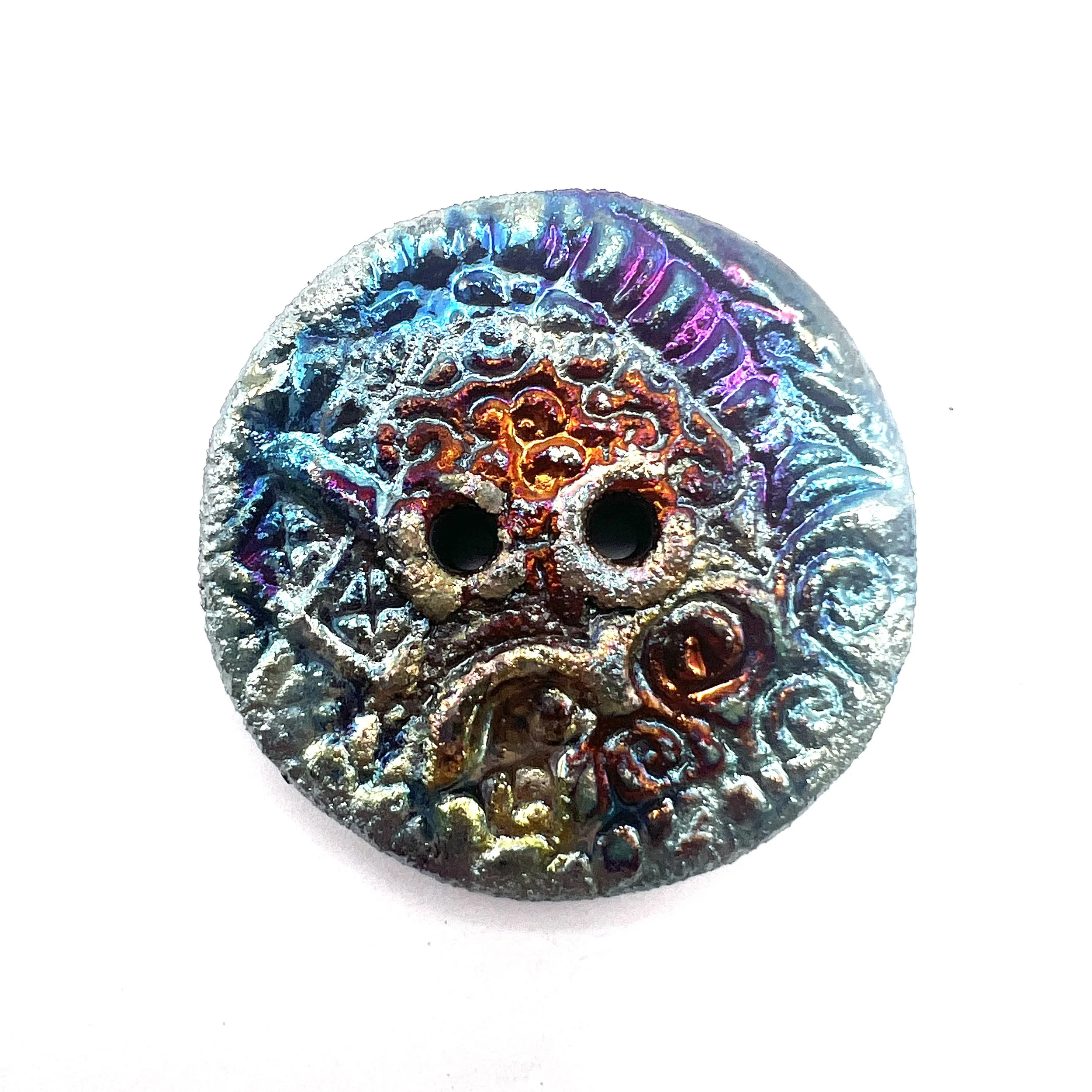 Raku Button or Cabochon Jewelry Supply Handmade by MAKUstudio