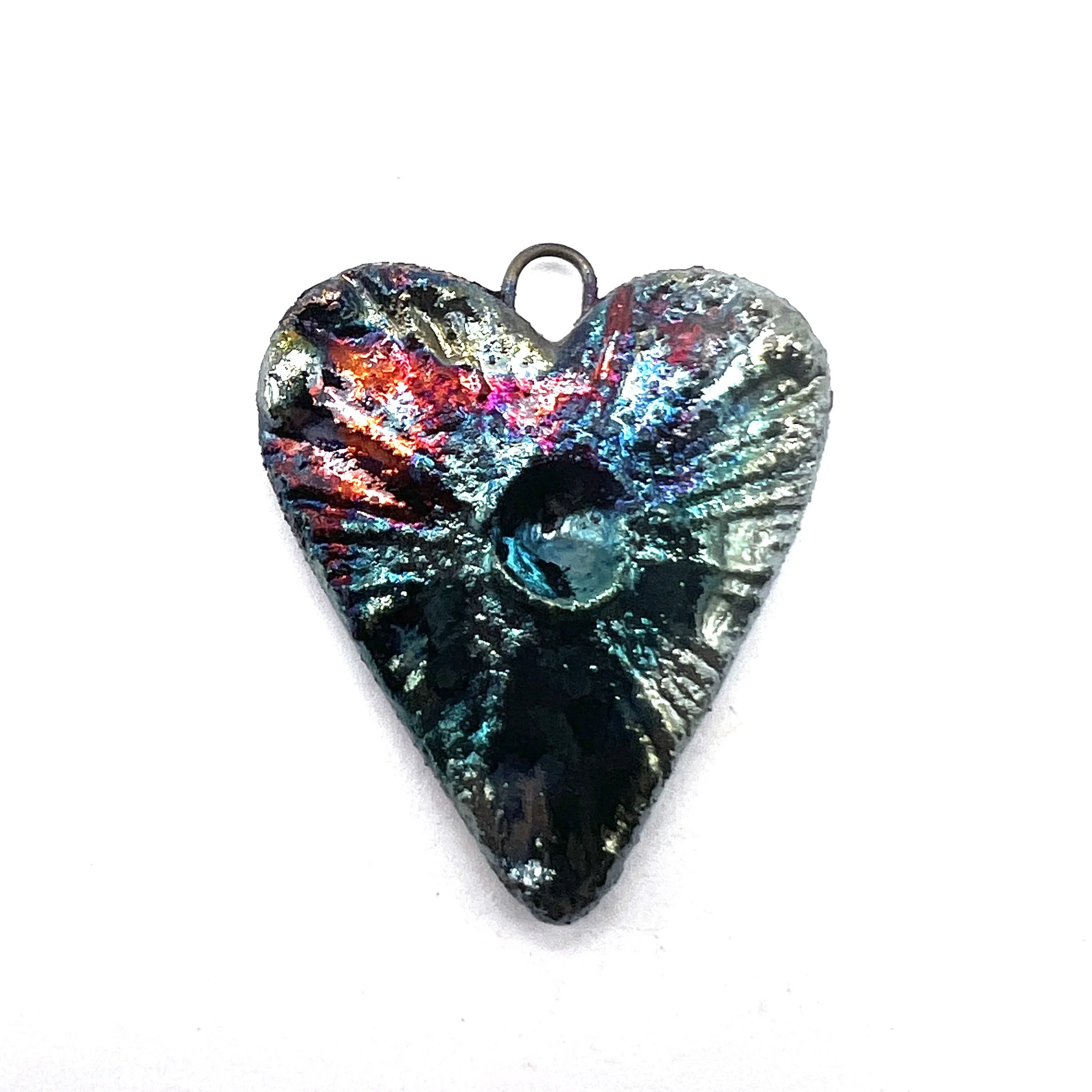 Raku Heart Pendant Ceramic Jewelry Supply Handmade by MAKUstudio MAKU raku