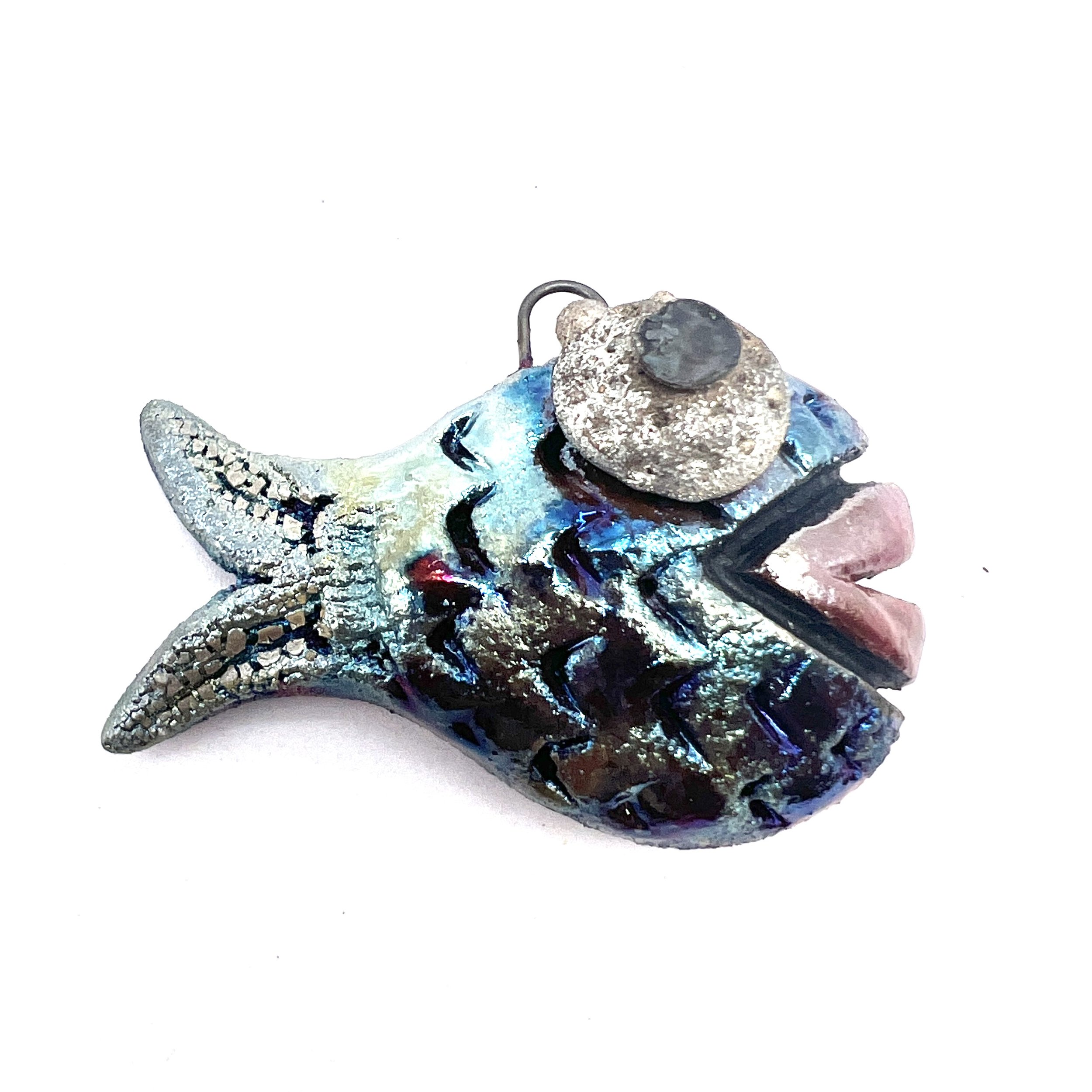 Raku Fish Pendant Ceramic Jewelry Supply Handmade by MAKUstudio