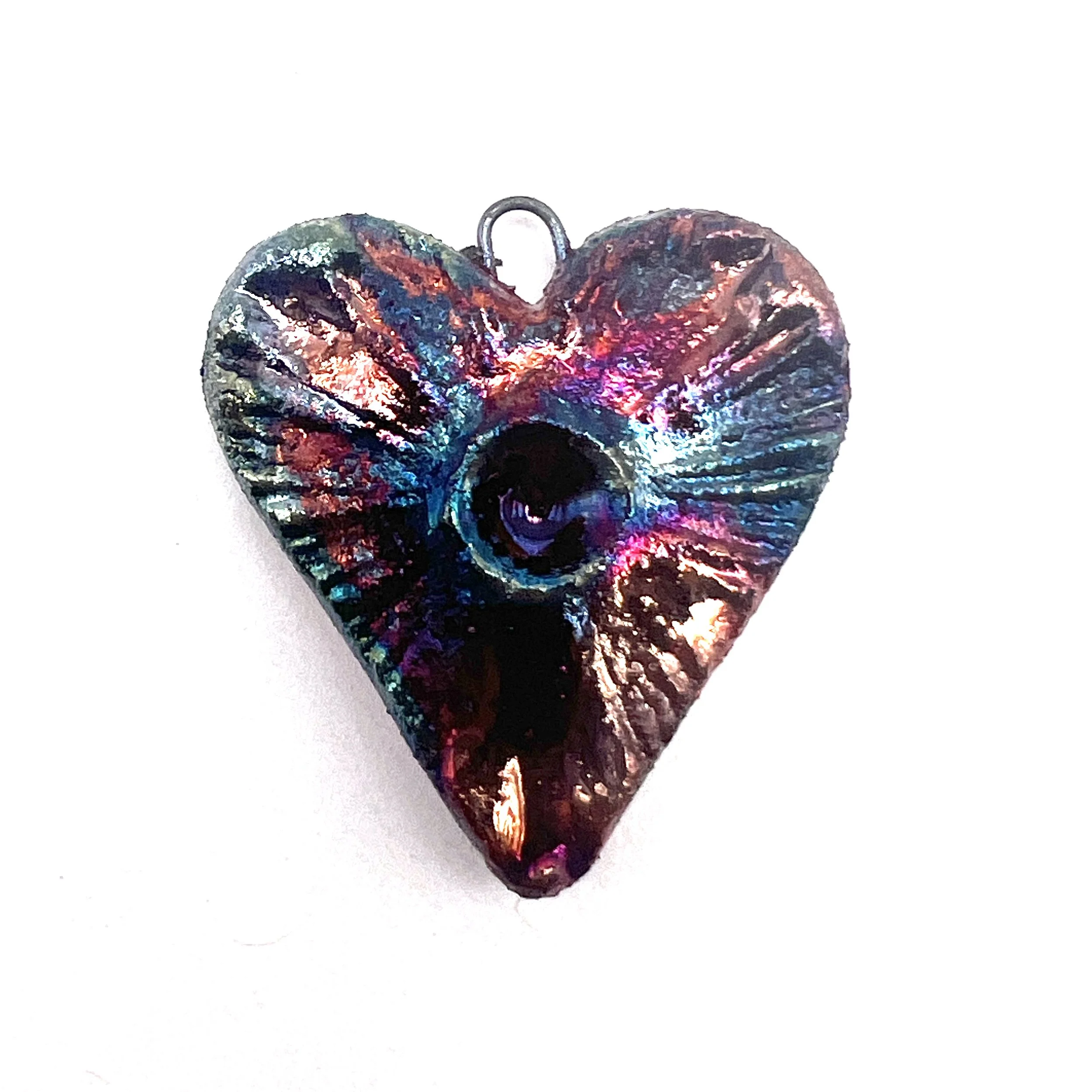 Raku Heart Pendant Ceramic Jewelry Supply Handmade by MAKUstudio MAKU raku