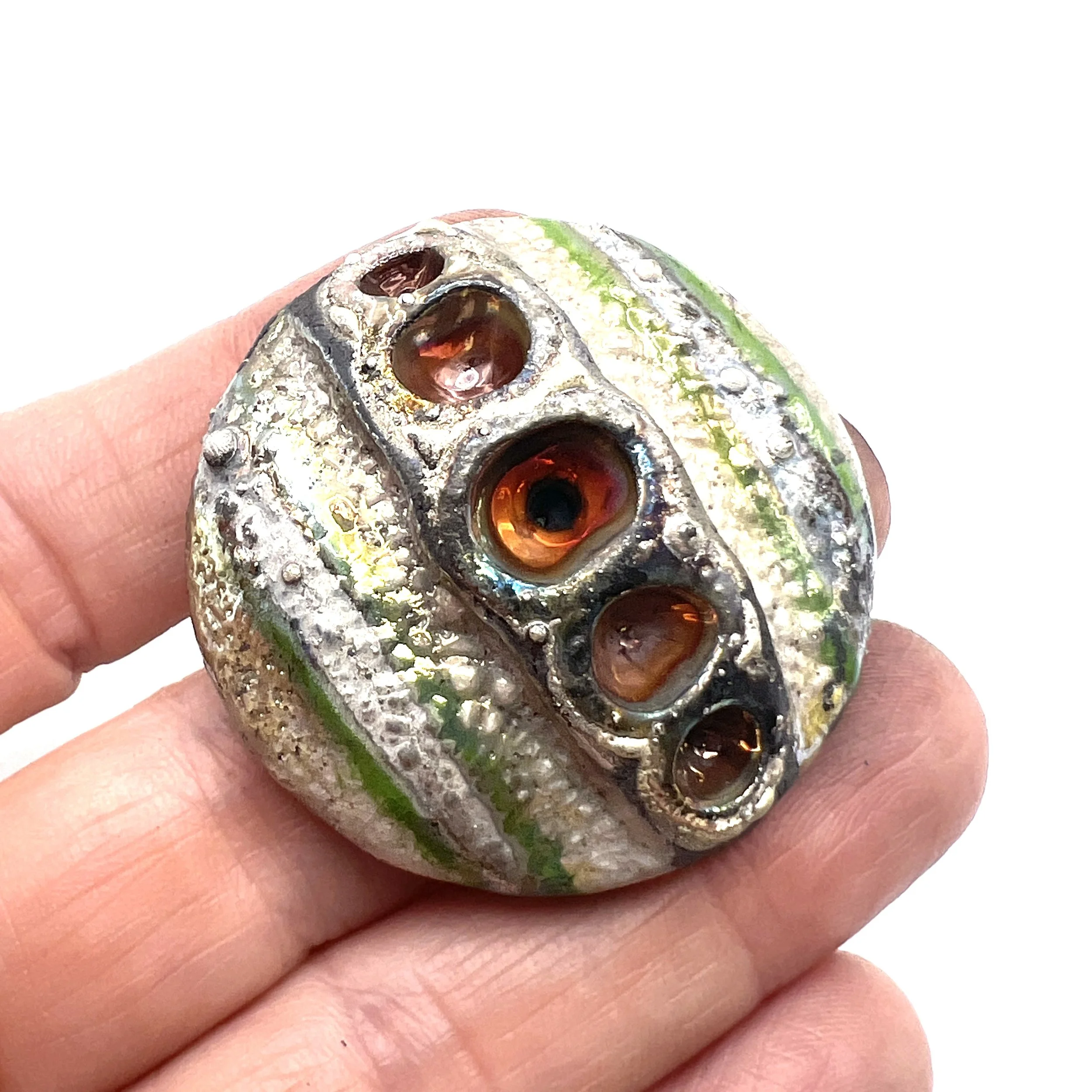 Row of Pods Raku Cabochon Jewelry Supply Handmade by MAKUstudio MAKU raku