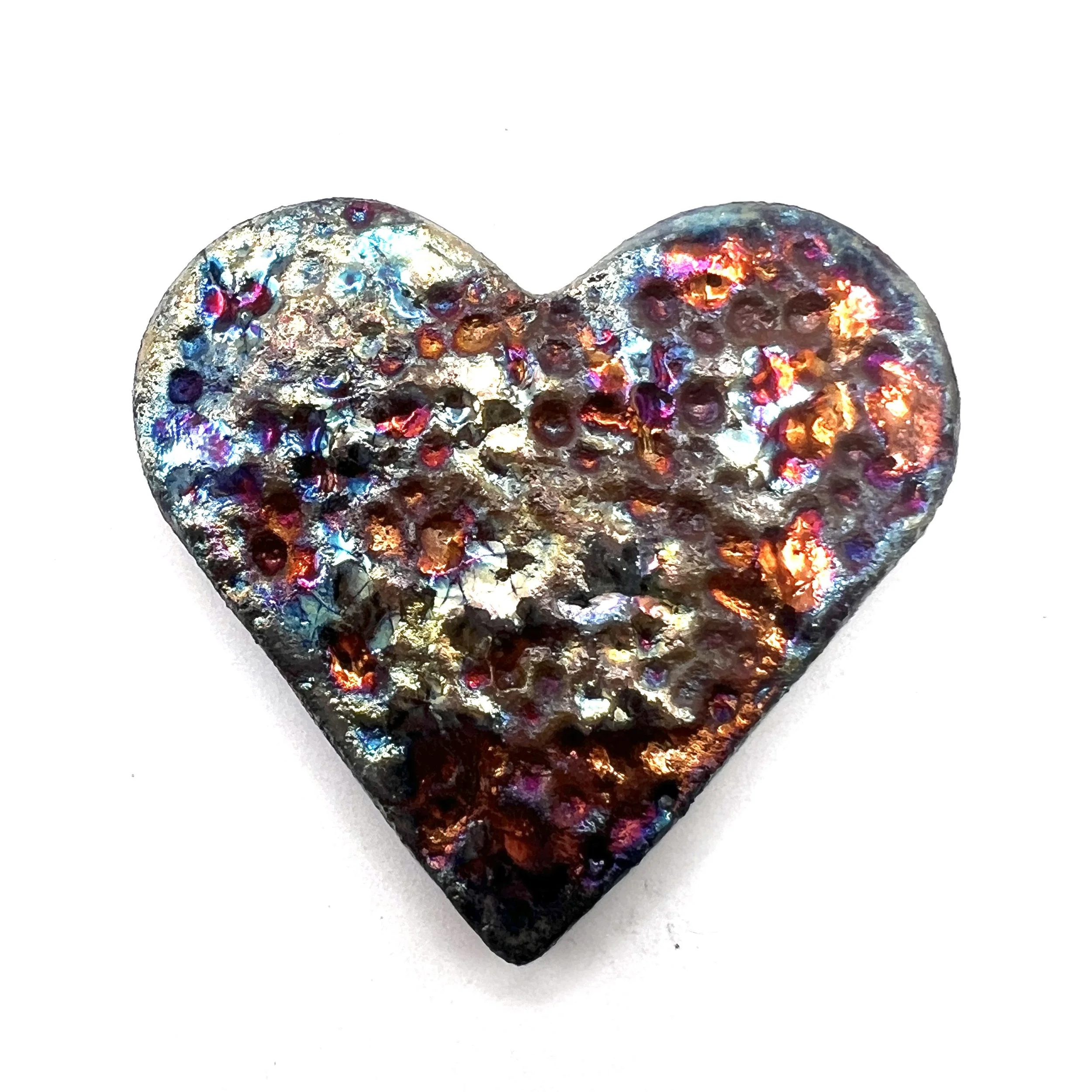 Raku Heart Cabochon Ceramic Jewelry Supply Handmade by MAKUstudio MAKU raku