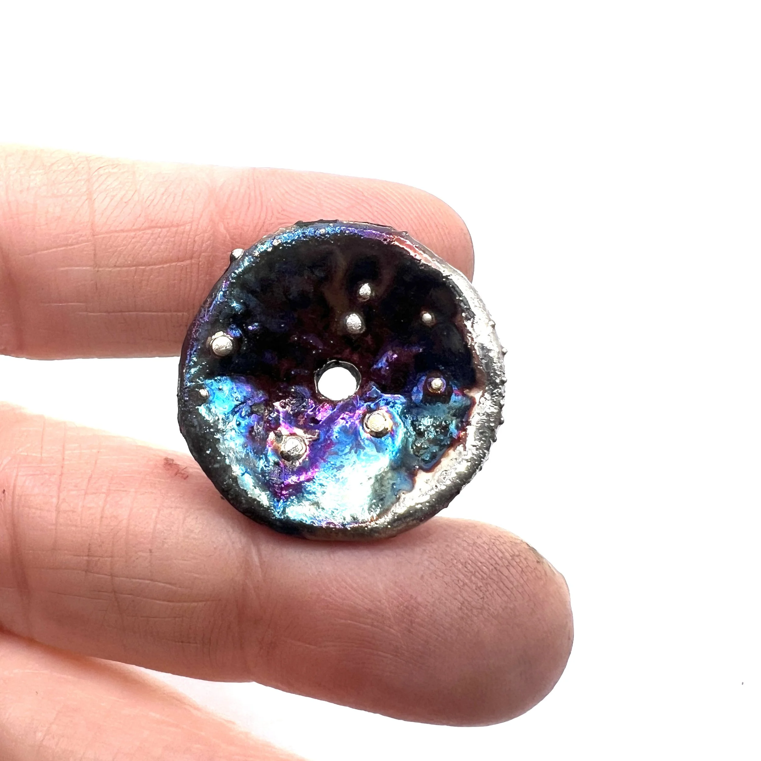 Concave Raku Bead or Cabochon Jewelry Supply Handmade by MAKUstudio MAKU raku