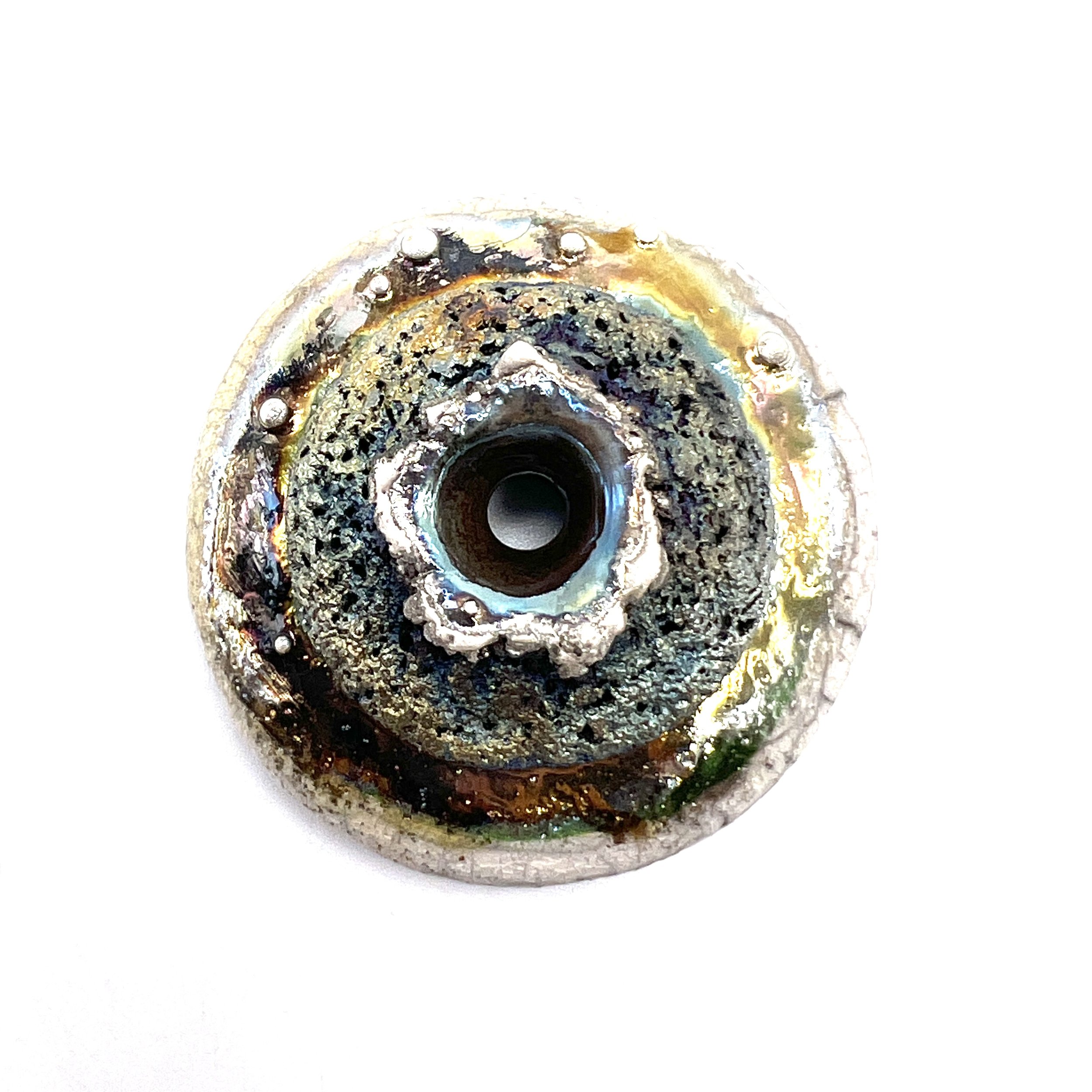 Raku Donut Cabochon or Pendant Ceramic Jewelry Supply by MAKUstudio MAKU raku