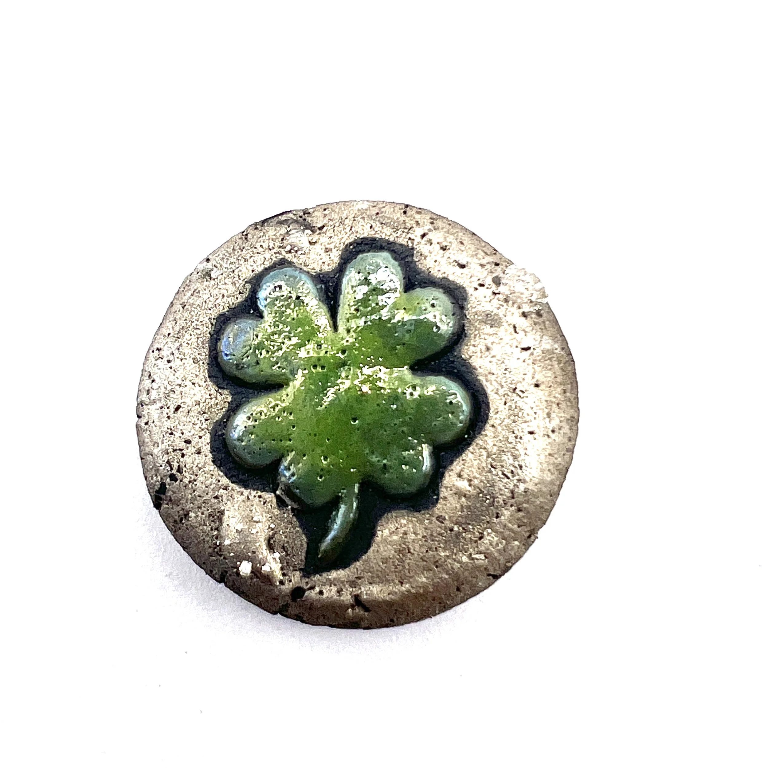 Raku 4 Leaf Clover Good Luck St Patrick's Day Shamrock Cabochon Jewelry Supply Handmade by MAKUstudio MAKU raku