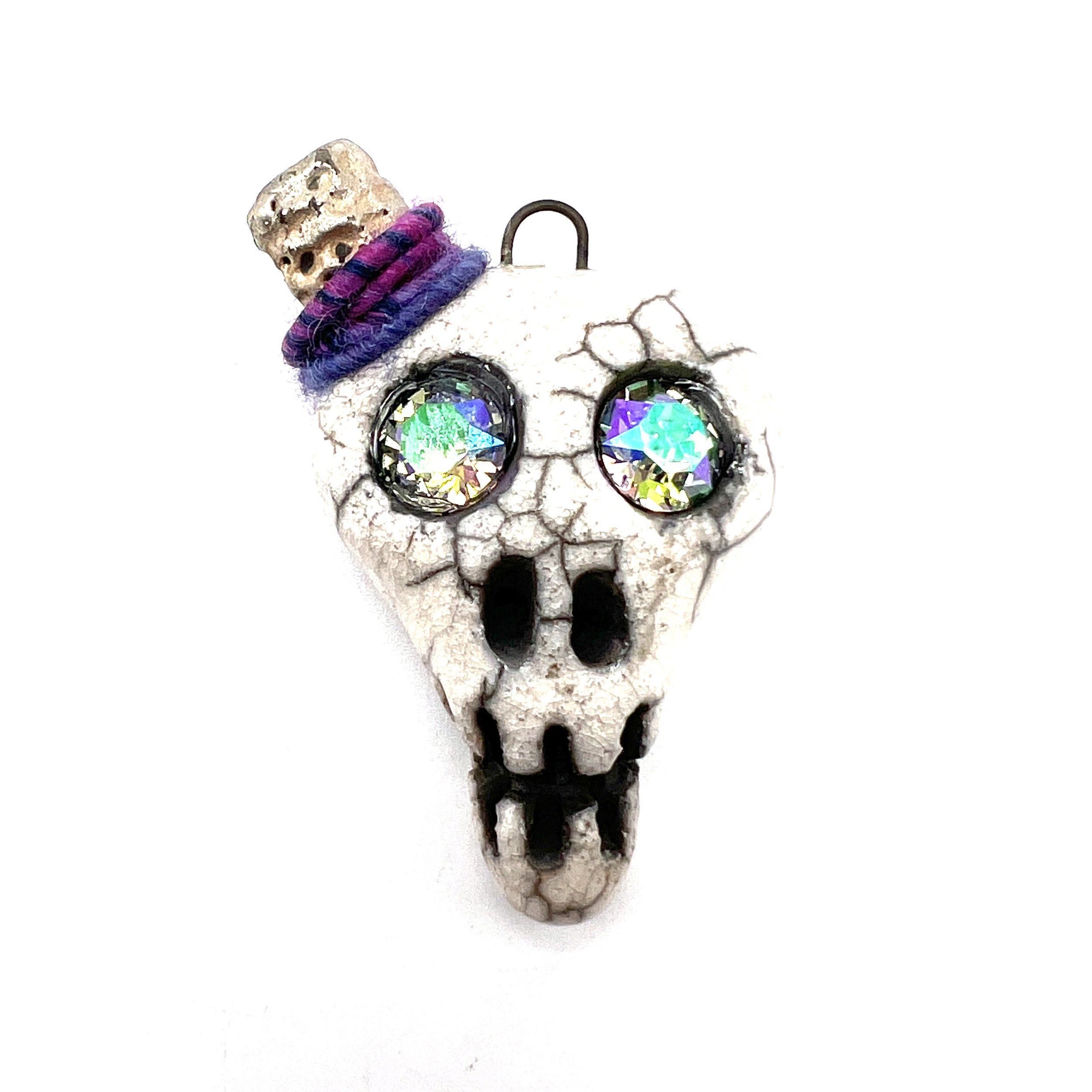 Top Hat Raku Skull Pendant Ceramic Jewelry Supplies Handmade by MAKUstudio MAKU raku